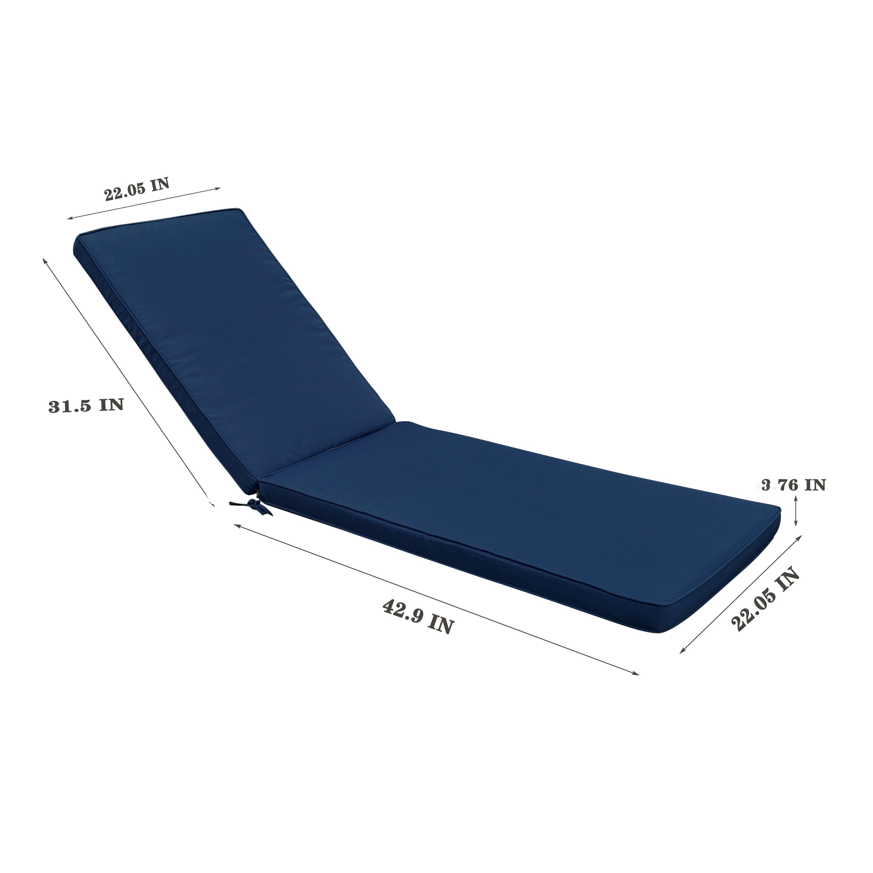 2PCS Set Outdoor Lounge Chair Cushion Replacement Patio Funiture Seat Cushion Chaise Lounge Cushion-Navy Blue