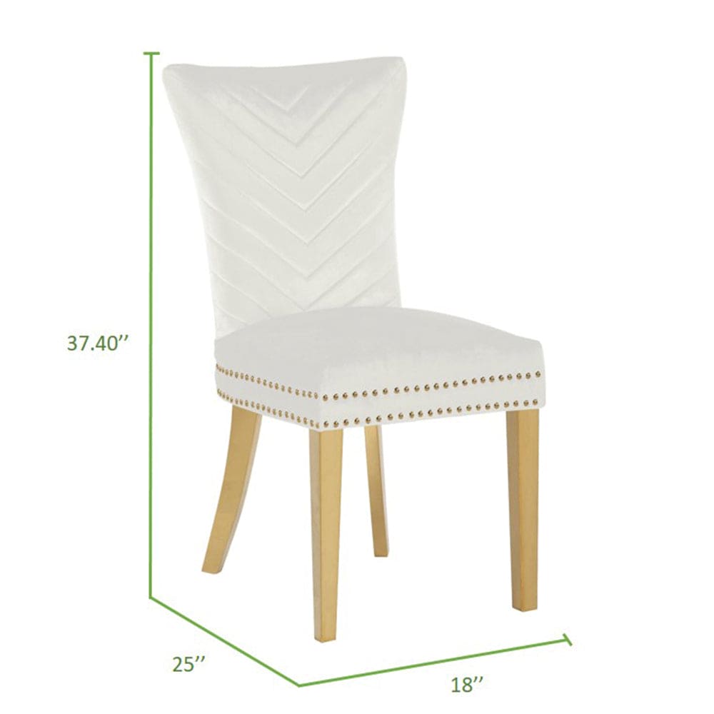 Eva 2 Piece Gold Legs Dining Chairs Finished with Velvet Fabric in Beige