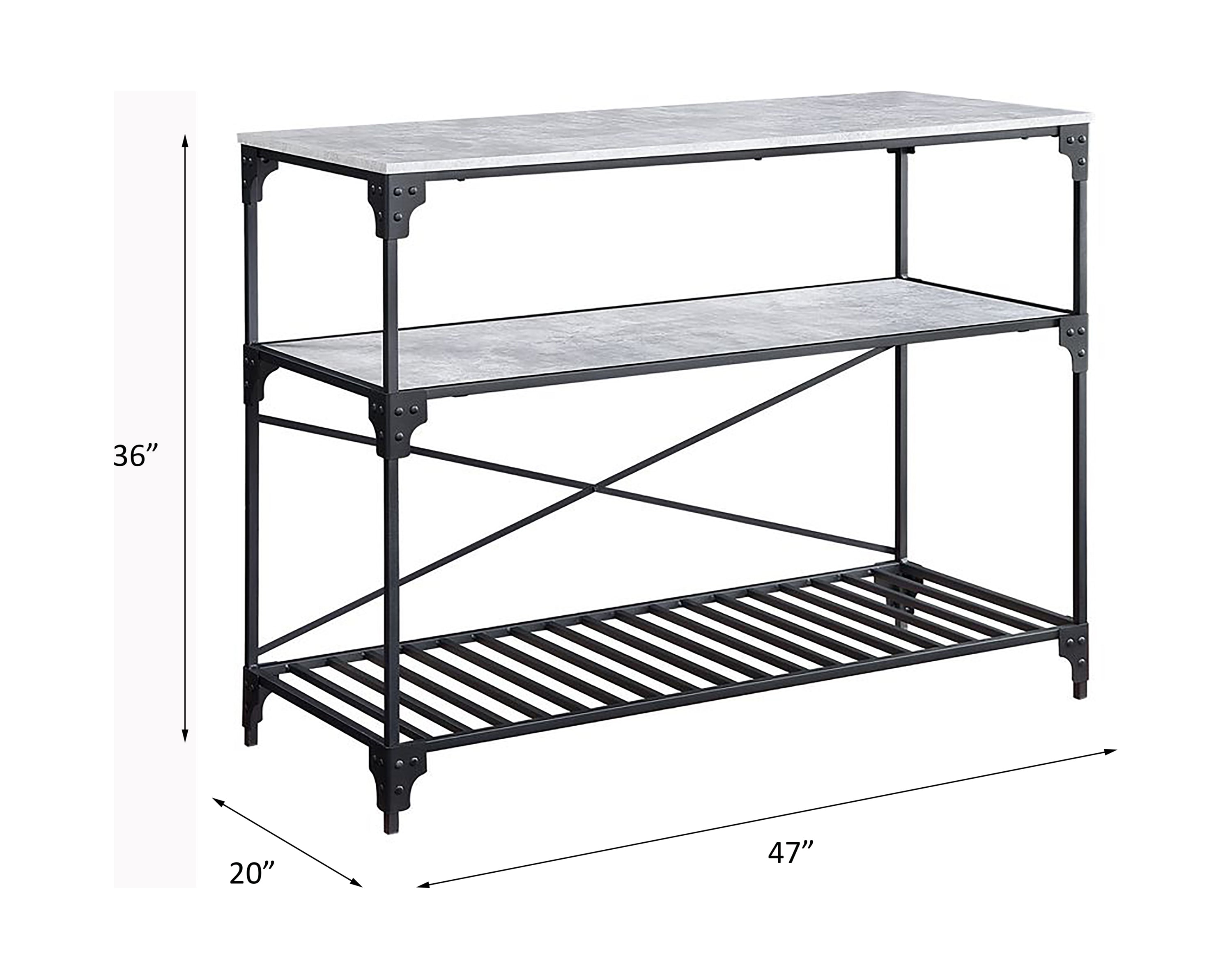 ACME Jakob Kitchen Island, Black & Concrete Finish AC00272