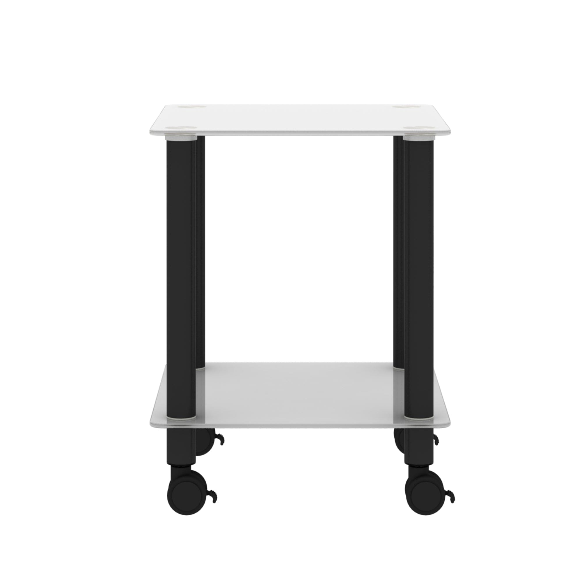 1-Piece White+Black Side Table , 2-Tier Space End Table ,Modern Night Stand, Sofa table, Side Table with Storage Shelve