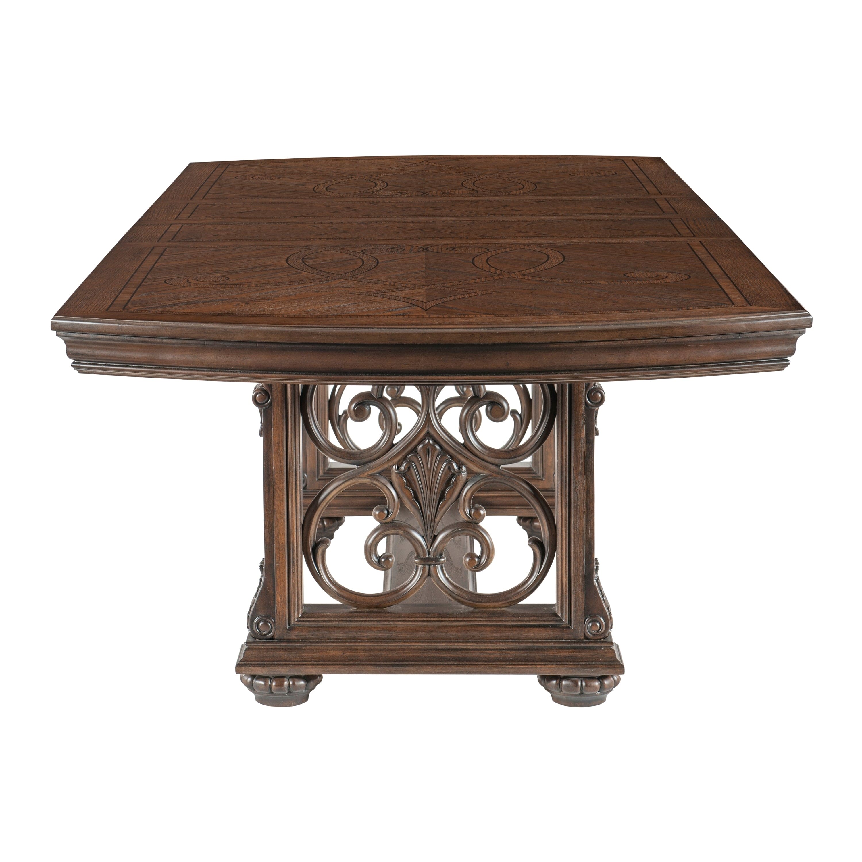 Traditional Formal Dining Room Furniture 1pc Table with Separate Extension Leaf Classic Routed Pilasters, Moldings and Decorative Pediments Dark Oak Finish