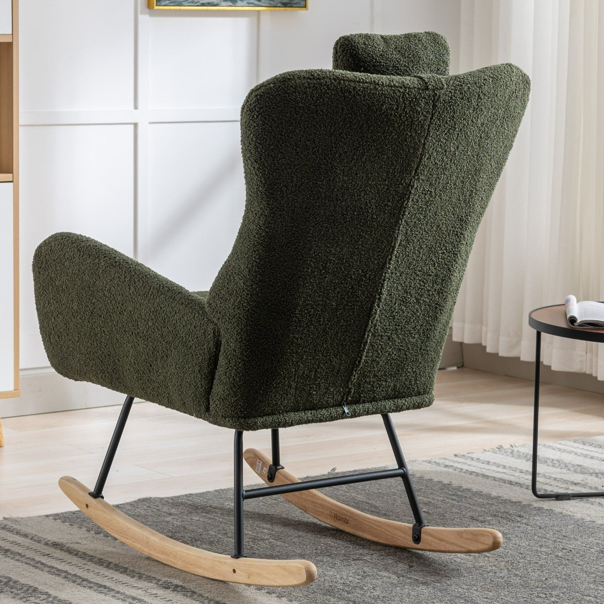 35.5 inch Rocking Chair with Pocket, (dark green)