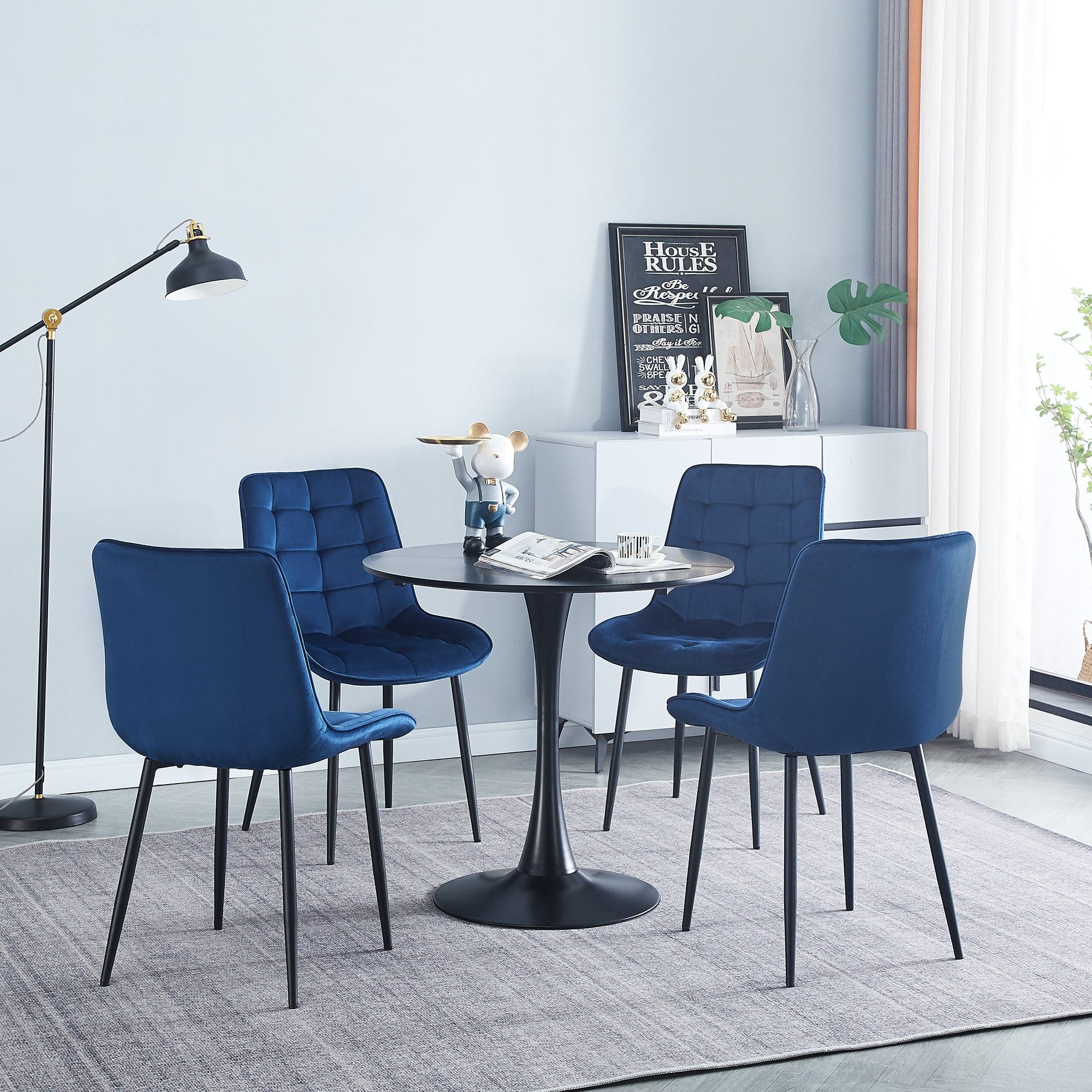 Dining Chair 2PCS（BLUE），Modern style，New technology，Suitable for restaurants, cafes, taverns, offices, living rooms, reception rooms.Simple structure, easy installation.