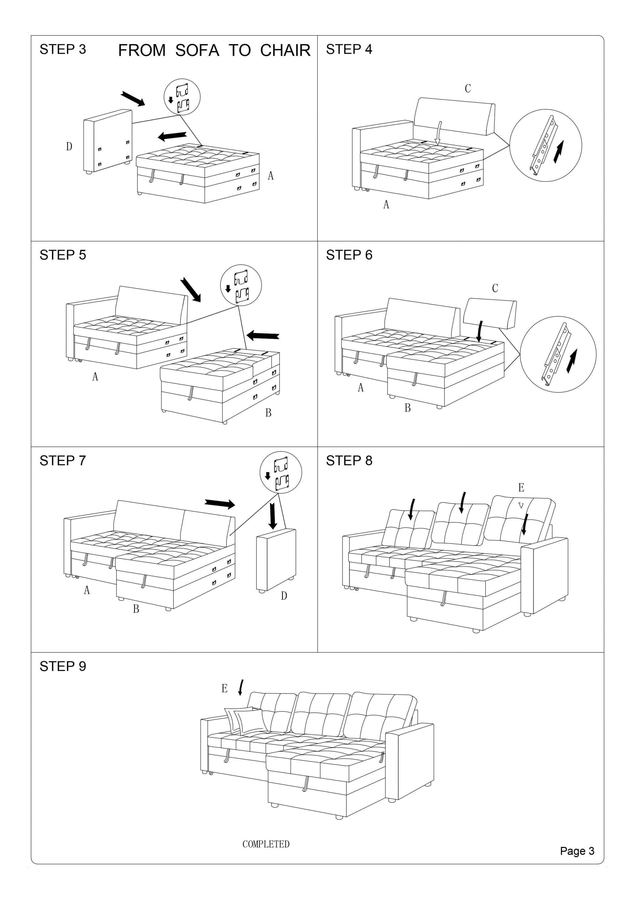 Blue Grey Convertible Sectional Pull Out Bed Sofa Chaise Reversible Storage Chaise Polyfiber Tufted Couch Lounge