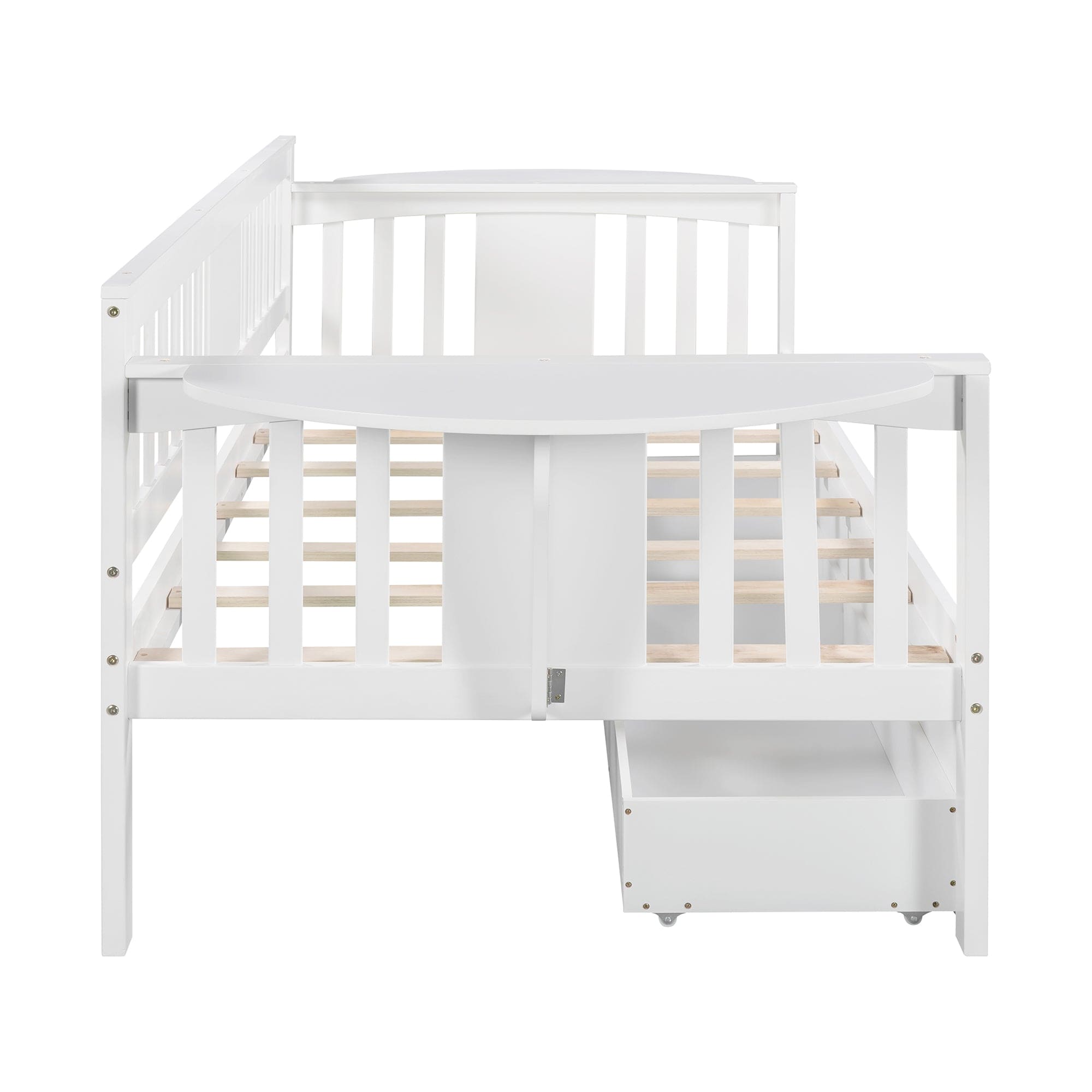 Twin size Daybed with Two Drawers, Wood Slat Support, White