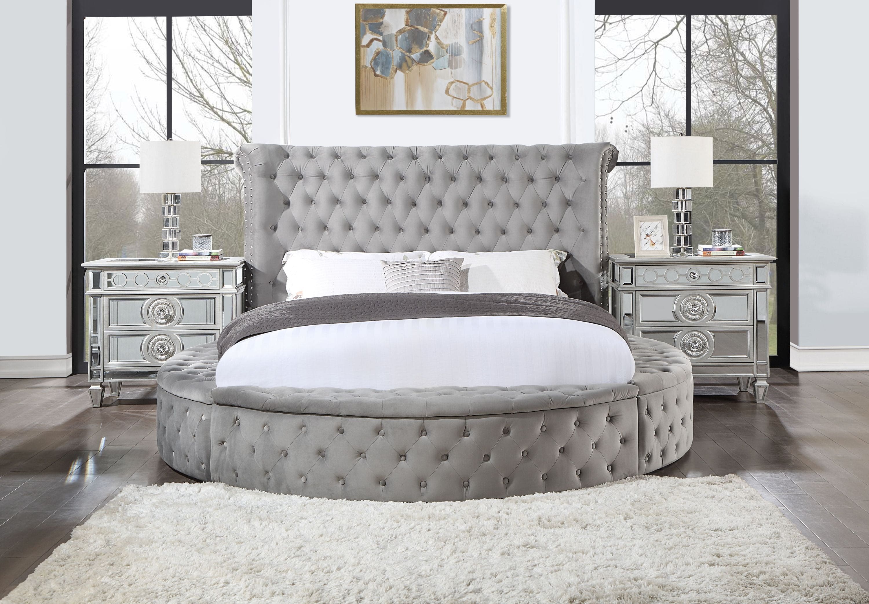 ACME Gaiva Eastern King Bed w/Storage, Gray Velvet BD00966EK