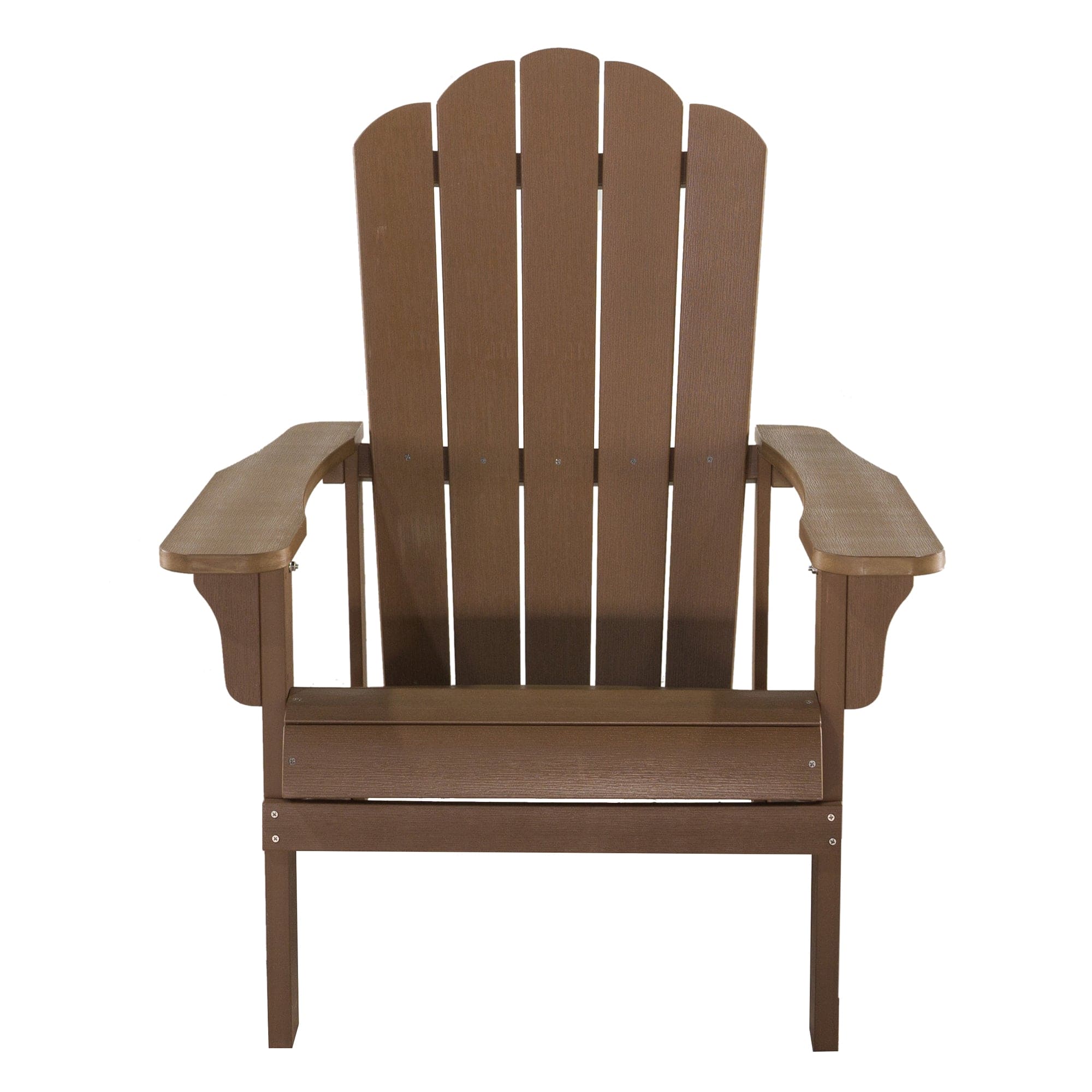 Key West Outdoor Plastic Wood Adirondack Chair, Patio Chair for Deck, Backyards, Lawns, Poolside, and Beaches, Weather Resistant, Brown