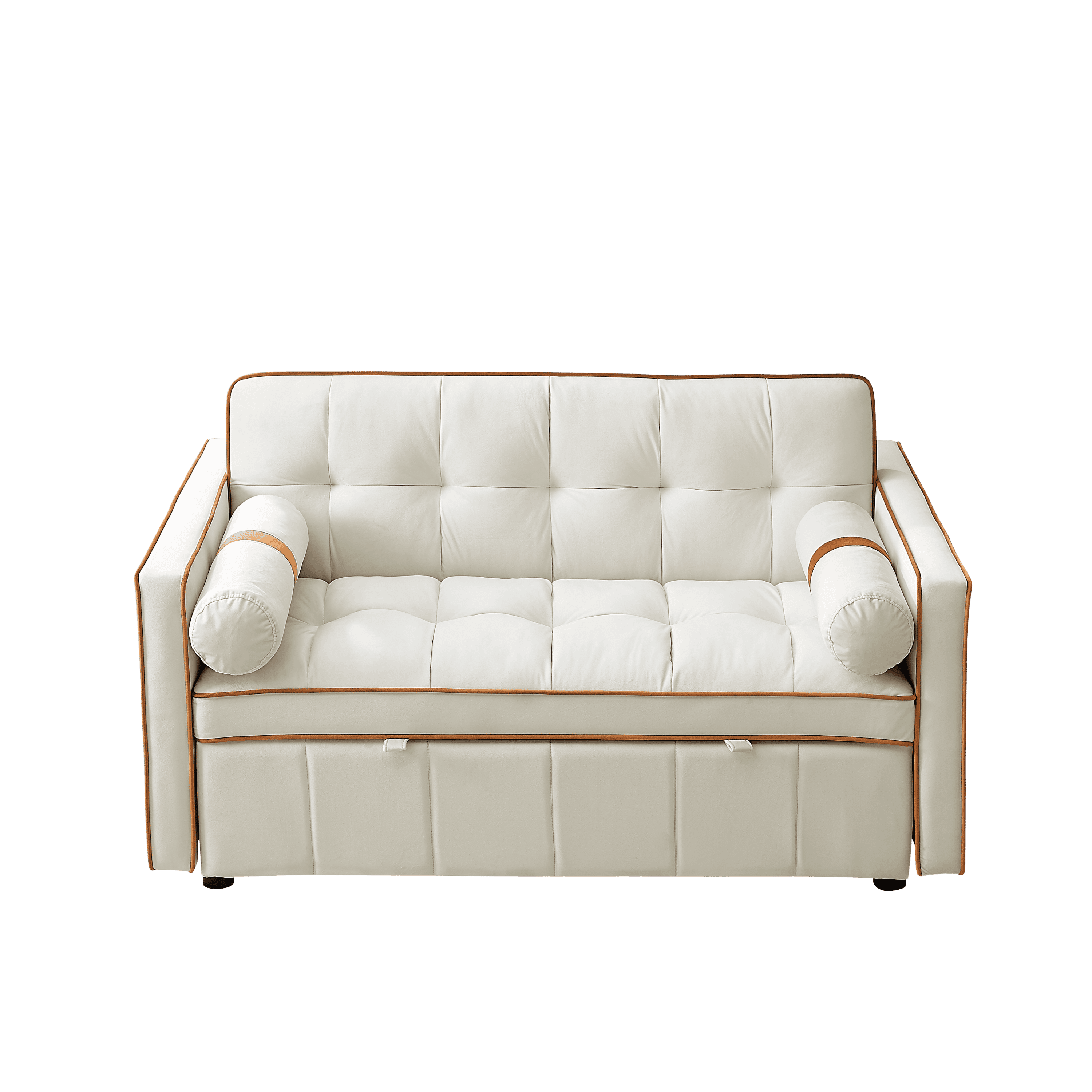 Modern 55.5" Pull Out Sleep Sofa Bed 2 Seater Loveseats Sofa Couch with side pockets, Adjsutable Backrest and Lumbar Pillows for Apartment Office Living Room