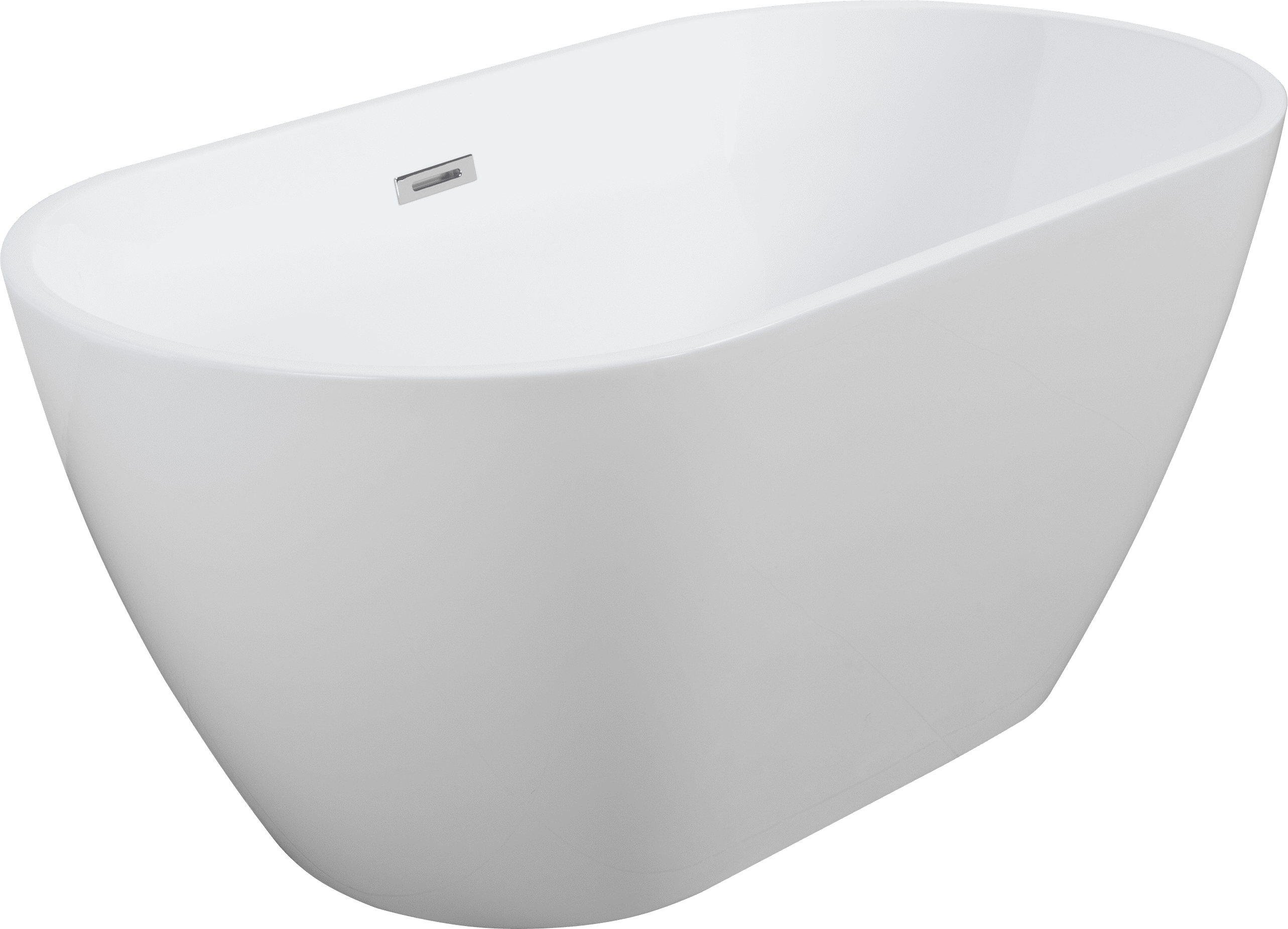 Shiny White Acrylic Freestanding Soaking Bathtub with Chrome Overflow and Drain, cUPC Certified - 63*28.8 22A09-63