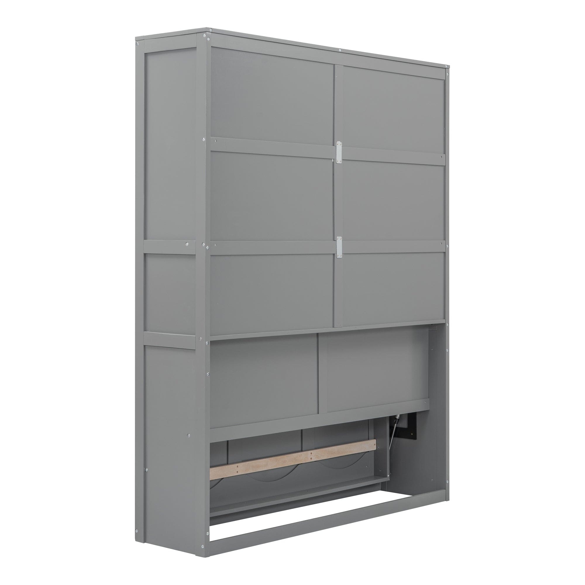 Queen Size Murphy Bed Wall Bed with Shelves,Gray