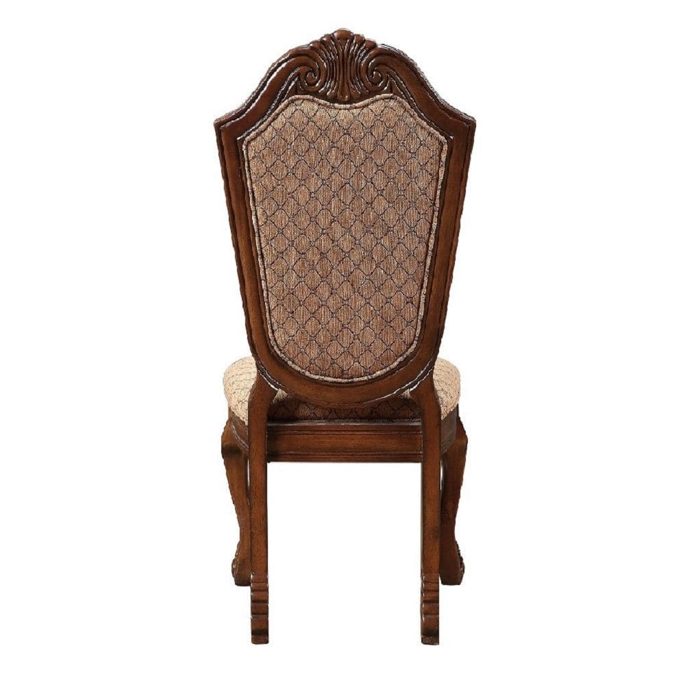 ACME Chateau De Ville Side Chair (Set-2) in Fabric & Cherry 04077A