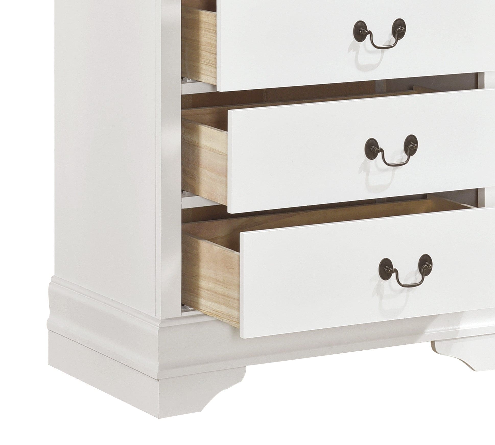 Traditional Design White Finish 1pc Chest of 5 Drawers Antique Drop Handles Drawers Bedroom Furniture