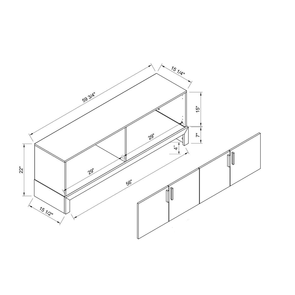 ID USA  213039 TV Stand White & Distressed Grey