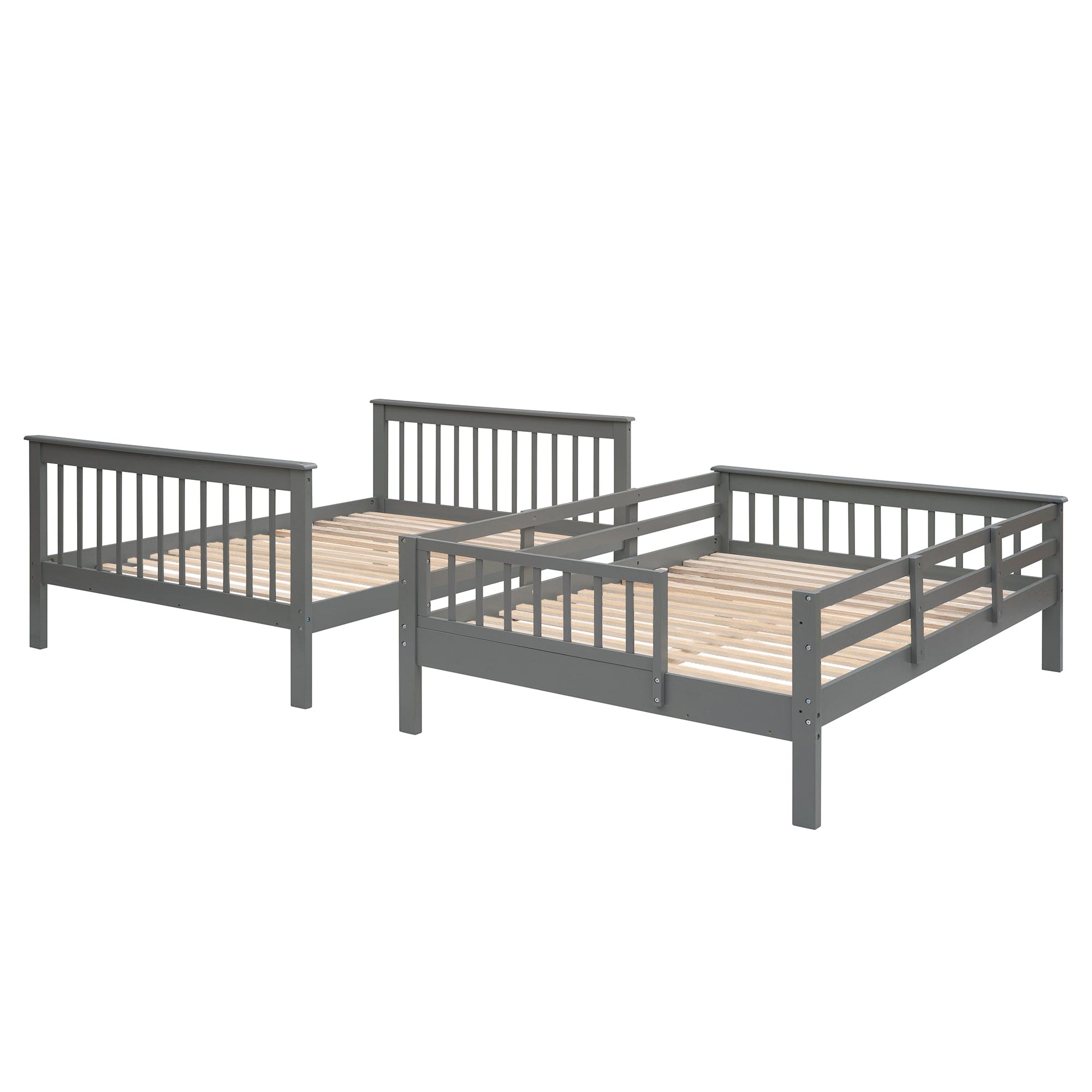 Stairway Full-Over-Full Bunk Bed with Storage and Guard Rail for Bedroom, Dorm, Gray(OLD SKU:LP000110AAE)