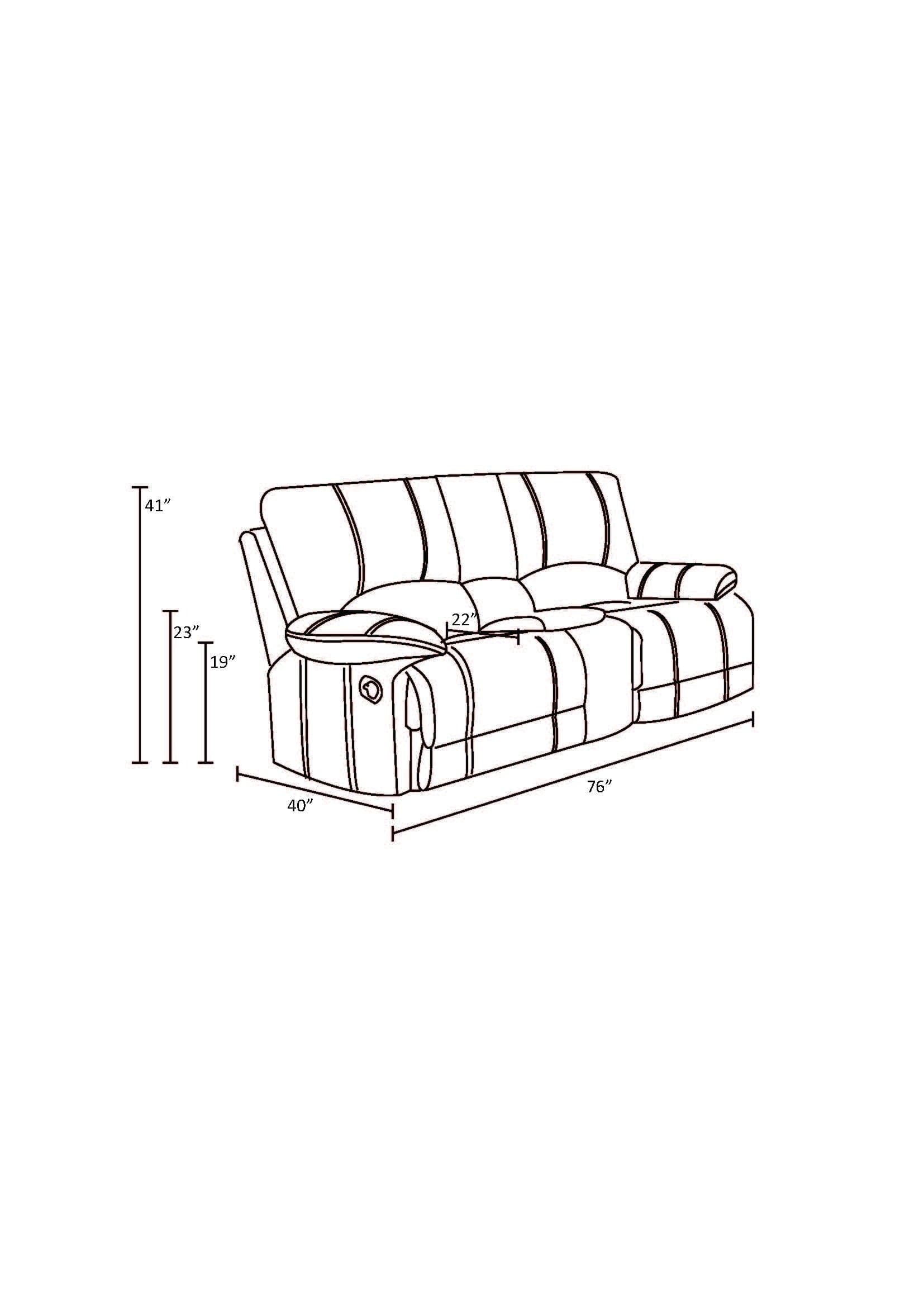 Global United Leather-Air Recliining  Console Loveseat