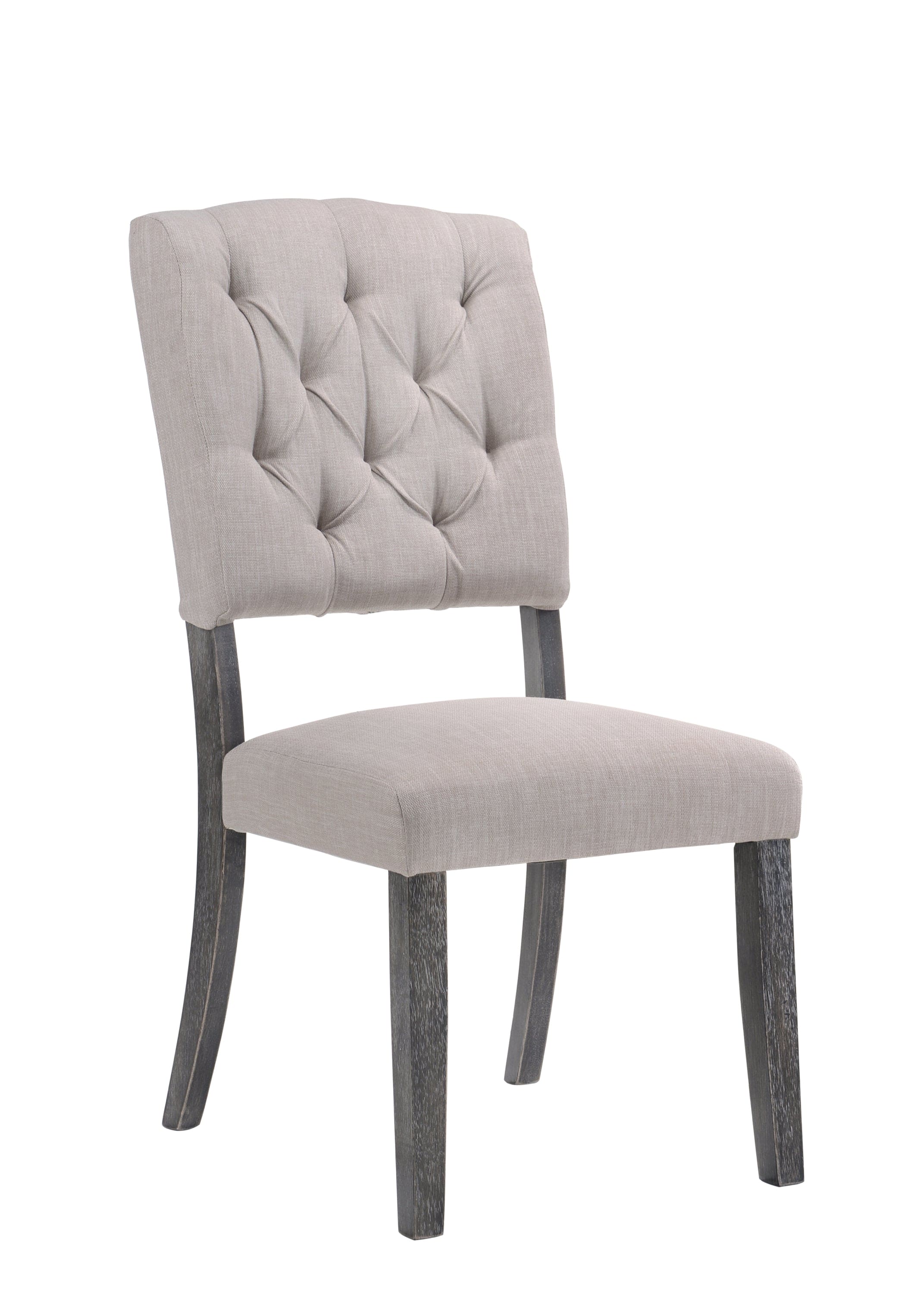 ACME Bernard Side Chair (Set-2), Fabric & Weathered Gray Oak (2Pc/1Ctn) 66192