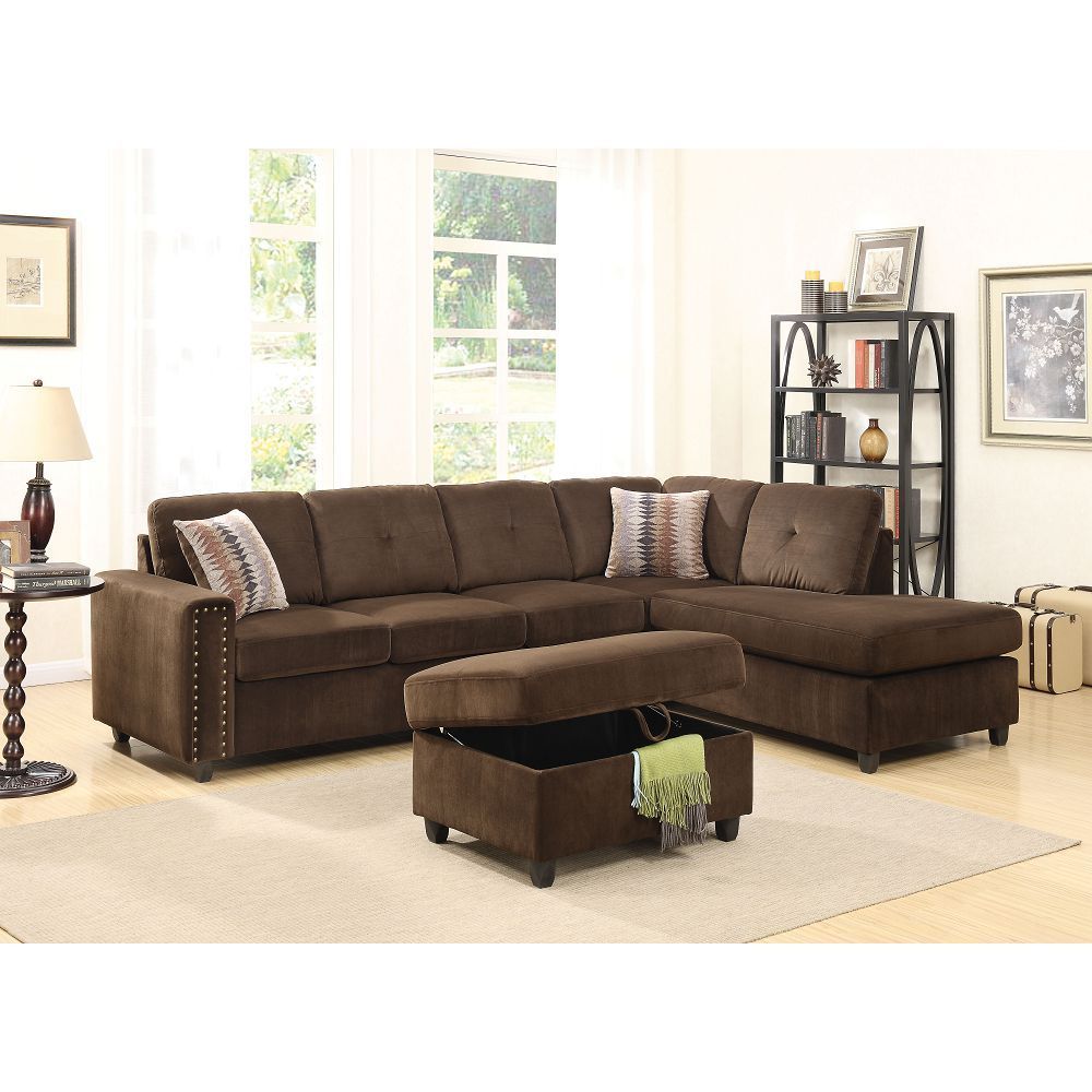 ACME Belville Ottoman in Chocolate Velvet 52703