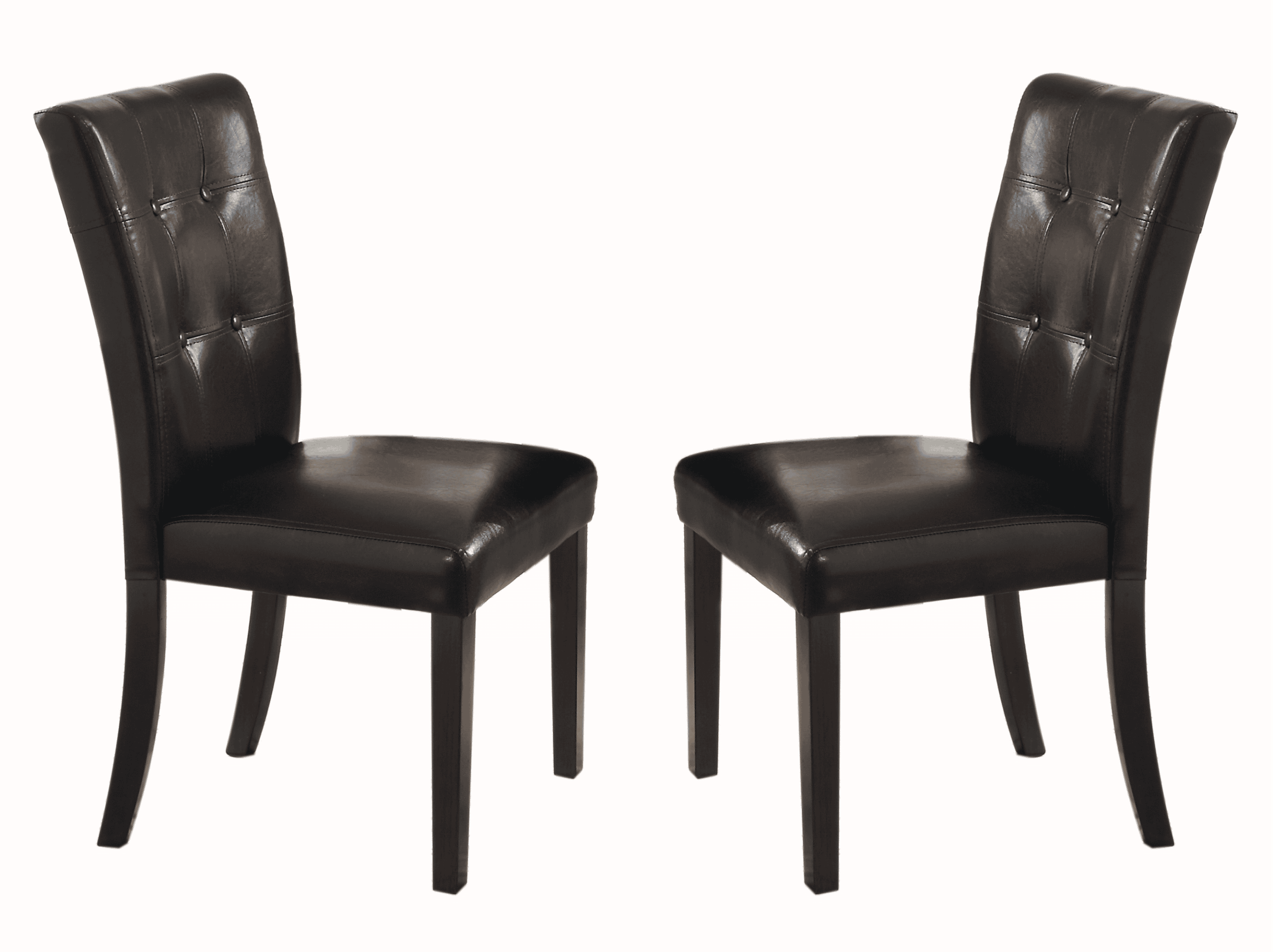 Button-Tufted Side Chairs Set of 2pc Wood Frame Espresso Finish Dining Furniture