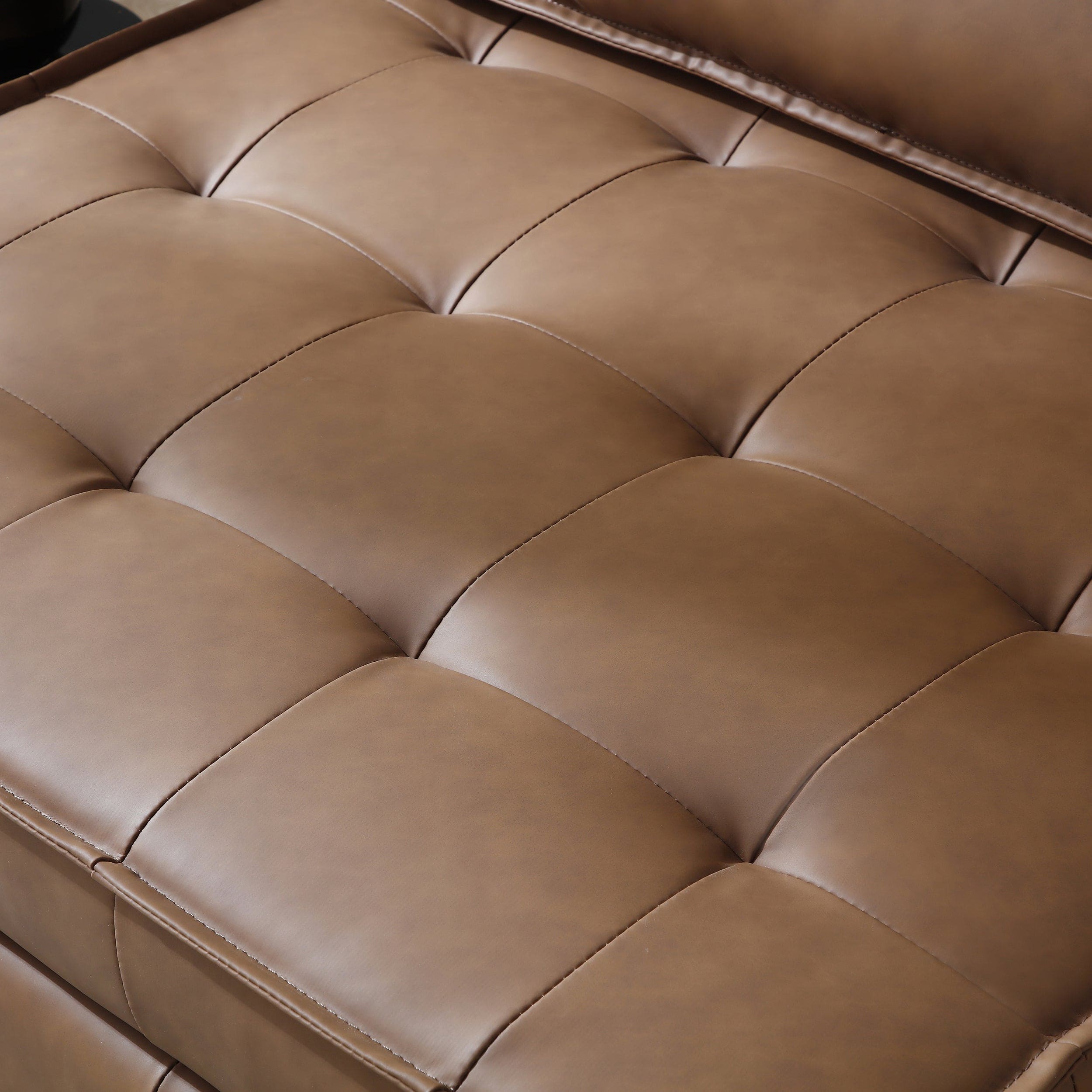 Multipurpose Faux Leather Ottoman Lazy Sofa Pulling Out Sofa Bed (Brown)