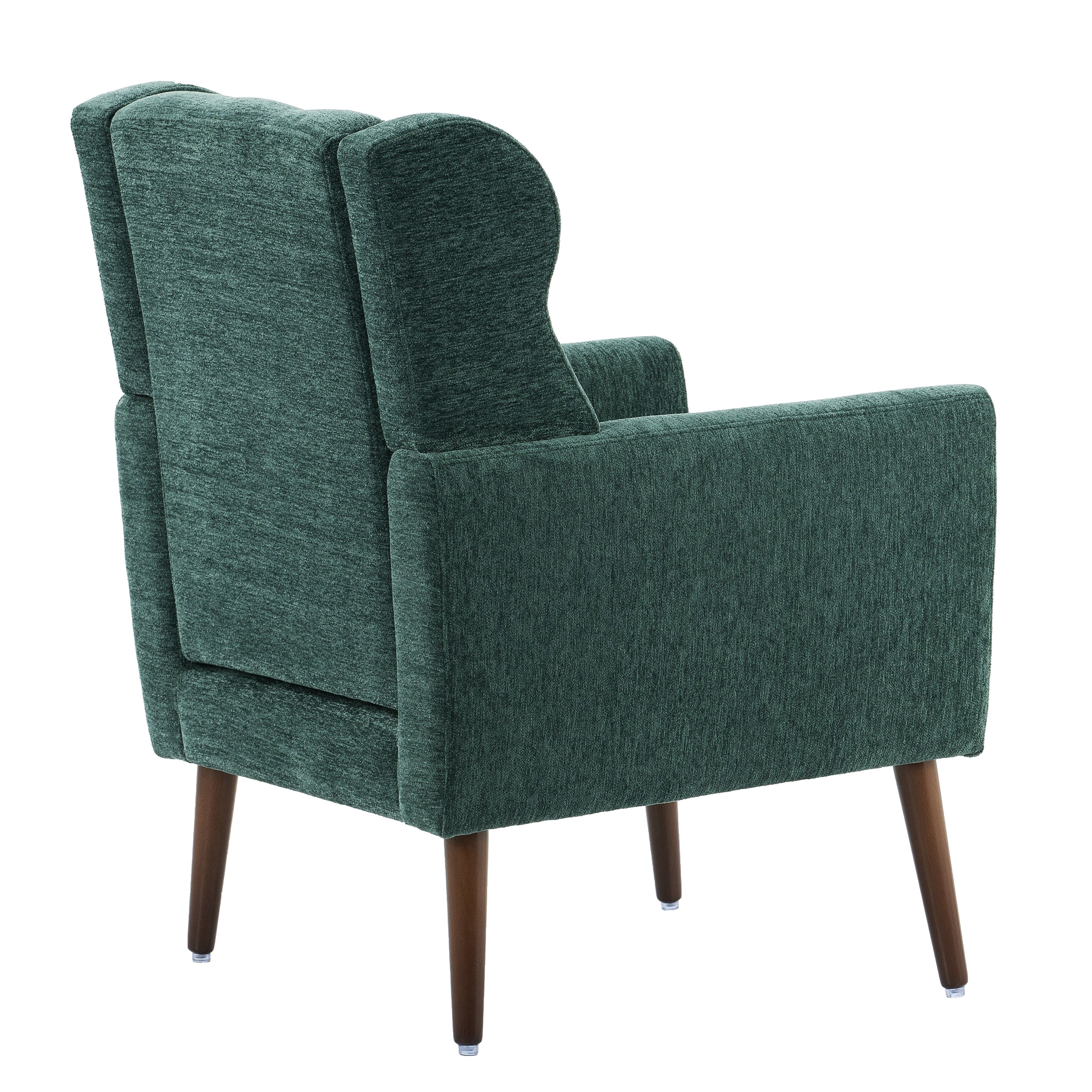 Modern Accent Chair Upholstered Foam Filled Living Room Chairs Comfy Reading Chair Mid Century Modern Chair with Chenille Fabric Lounge Arm Chairs Armchair for Living Room Bedroom (Blackish Green)