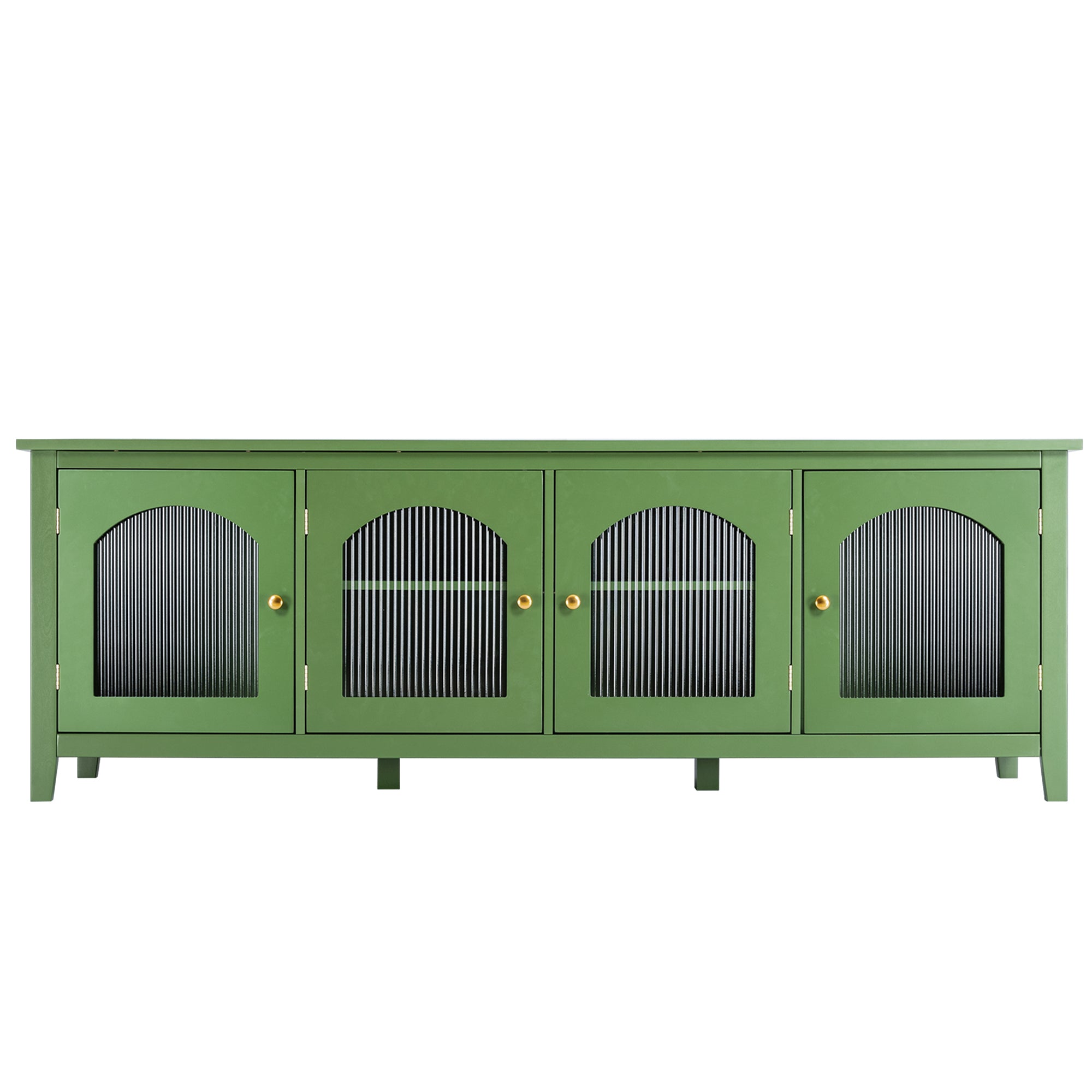 71-inchstylishTVcabinet Entertainment CenterTV stand,TVConsoleTable, Media Console,solidwood frame,Changhong glass door,Metal handle,antique green,canbeplacedin the children's room,bedroom Living Room