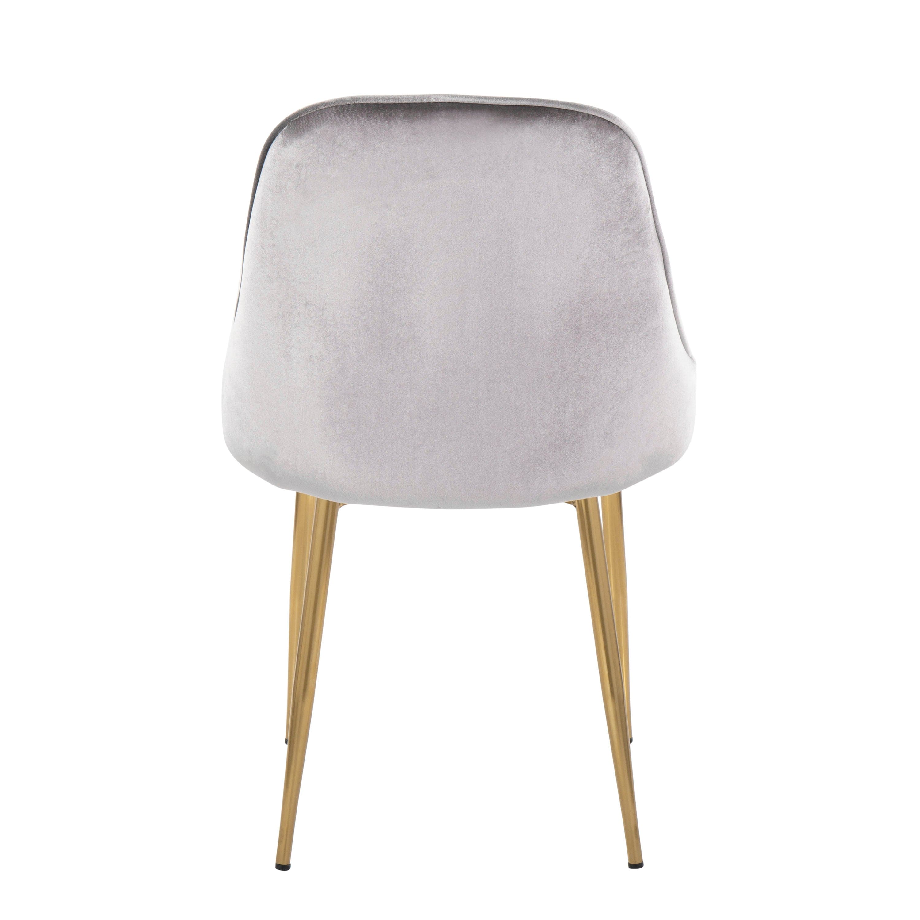 Marcel Contemporary Dining Chair with Gold Frame and Silver Velvet Fabric by LumiSource - Set of 2