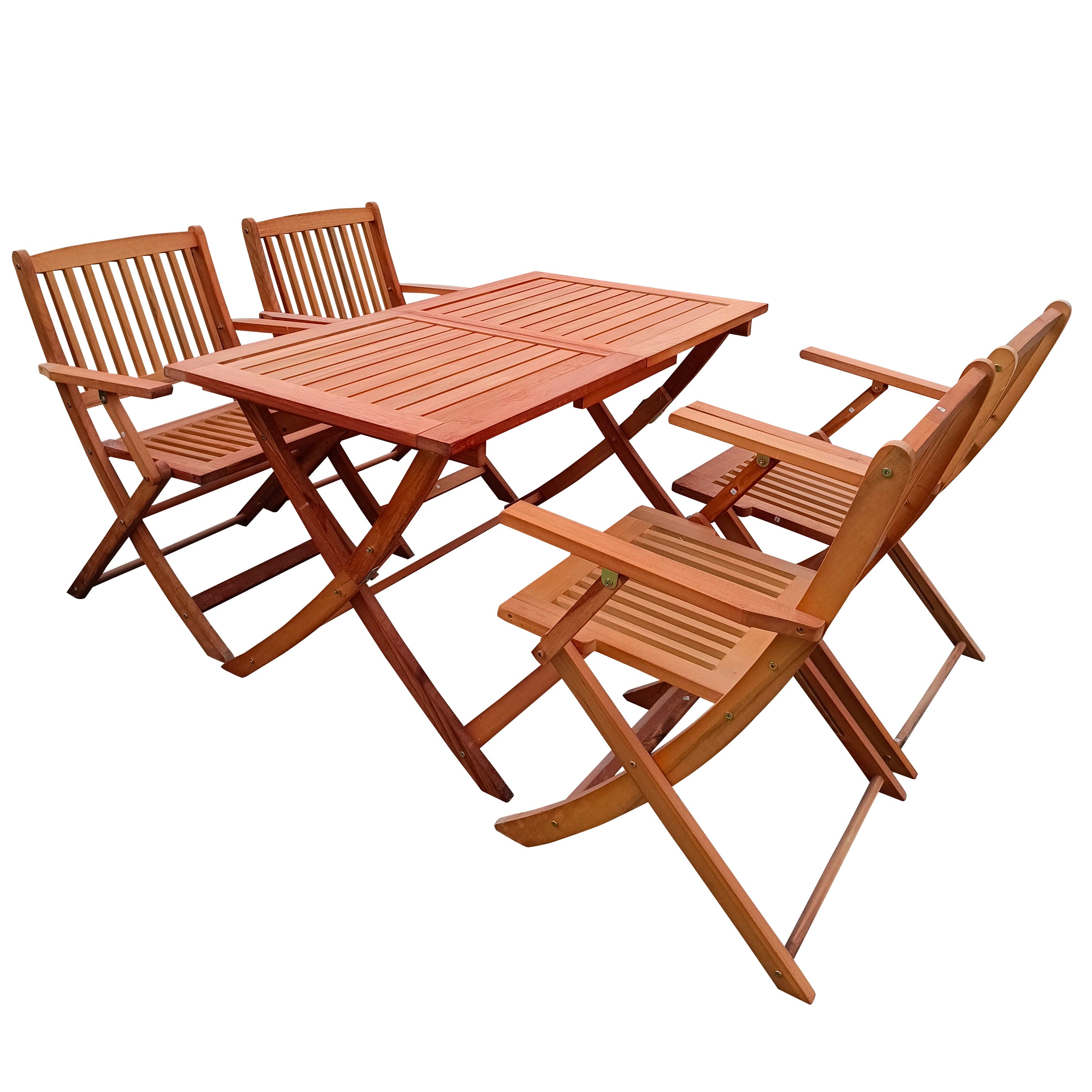 Foldable Patio Dining Set, 4 Folding Chairs & 1 Dining Table, Indoor and outdoor universal,Teak