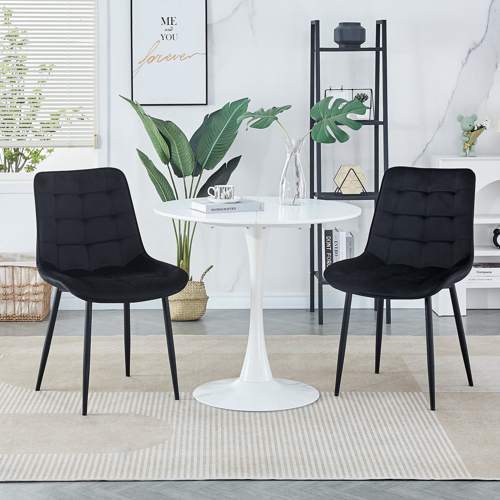 Dining Chair 2PCS（BLACK），Modern style，New technology，Suitable for restaurants, cafes, taverns, offices, living rooms, reception rooms.Simple structure, easy installation.