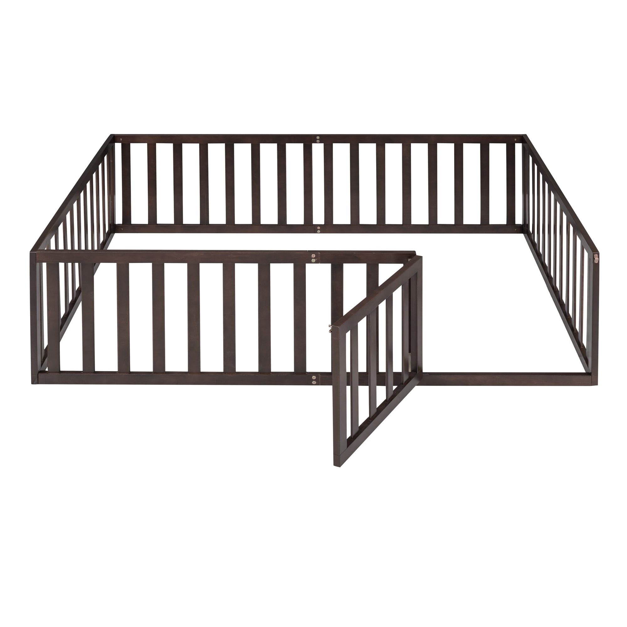 Full Size Wood Daybed Frame with Fence, Walnut(OLD SKU:WF289662AAL)