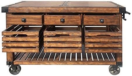 ACME Kaif Kitchen Cart, Distressed Chestnut 98184