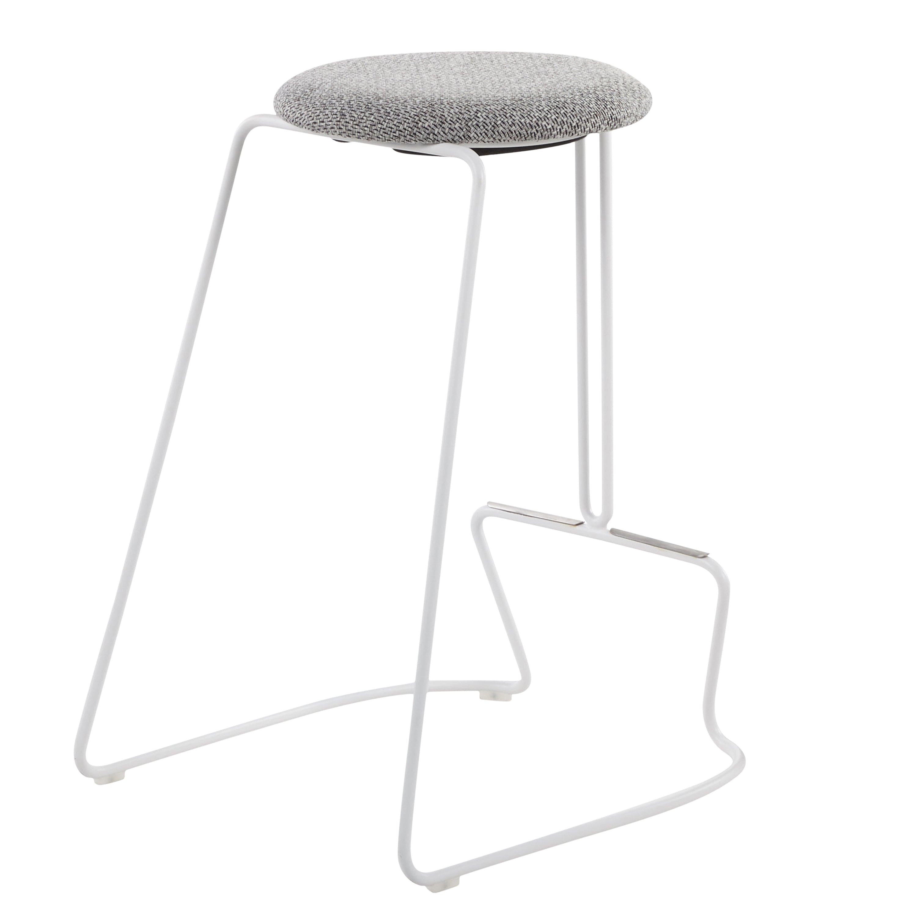 Finn Contemporary Counter Stool in White Steel and Charcoall  Fabric by LumiSource - Set of 2