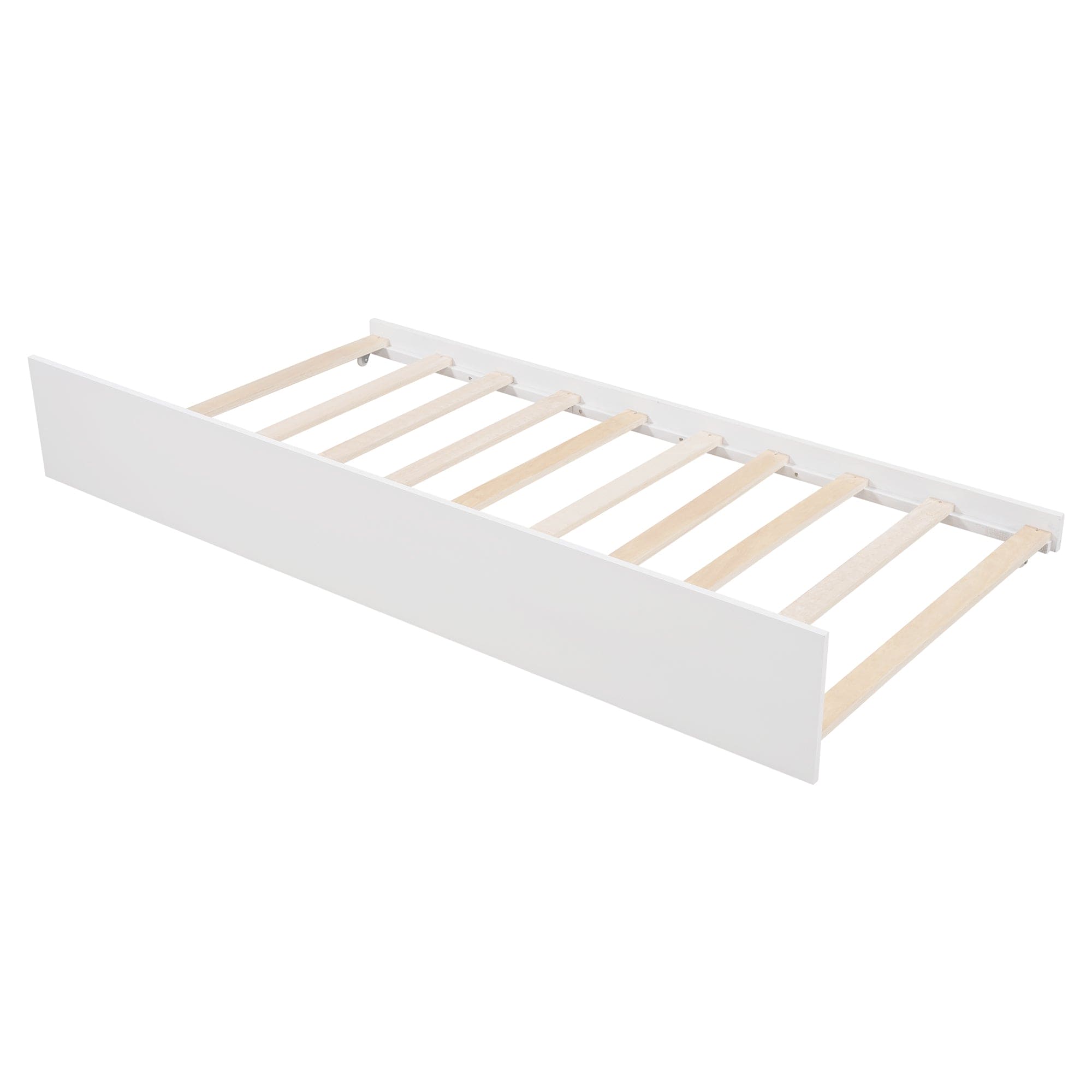 Twin Size House Bed Wood Bed with Twin Size Trundle ( White )