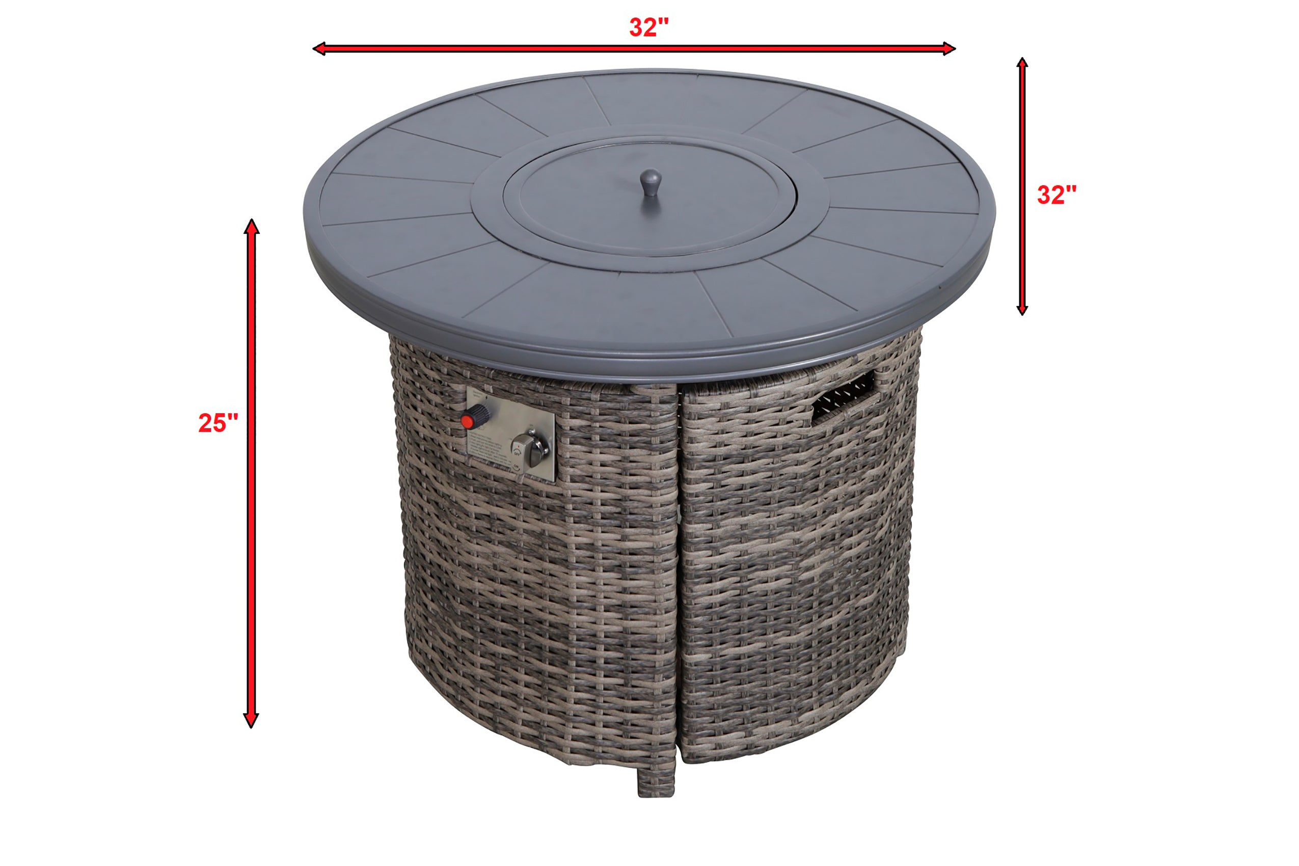 Living Source International 25" H x 32" W Aluminum Outdoor Fire Pit Table with Lid(Mixed Gray)