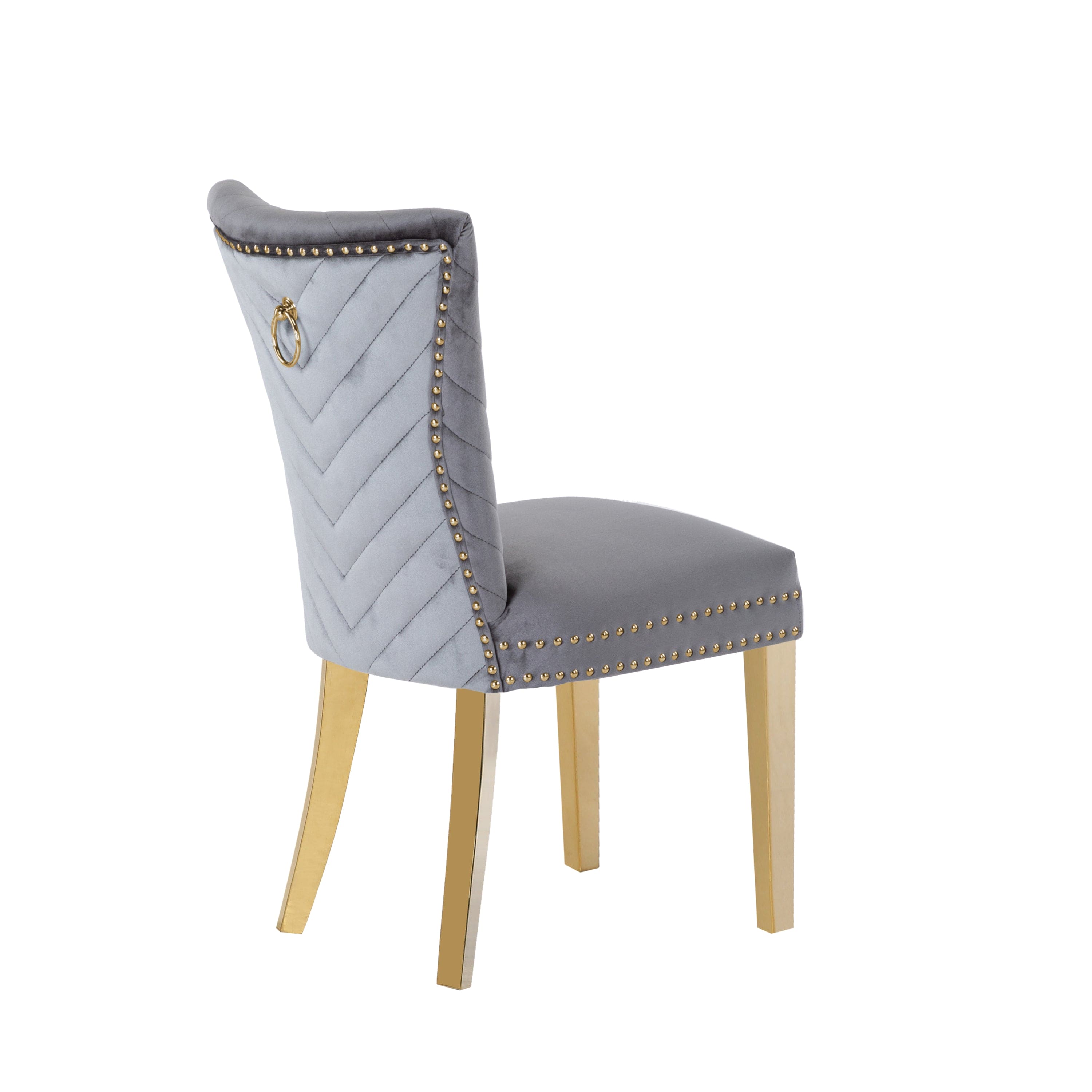 Eva 2 Piece Gold Legs Dining Chairs Finished with Velvet Fabric in Gray