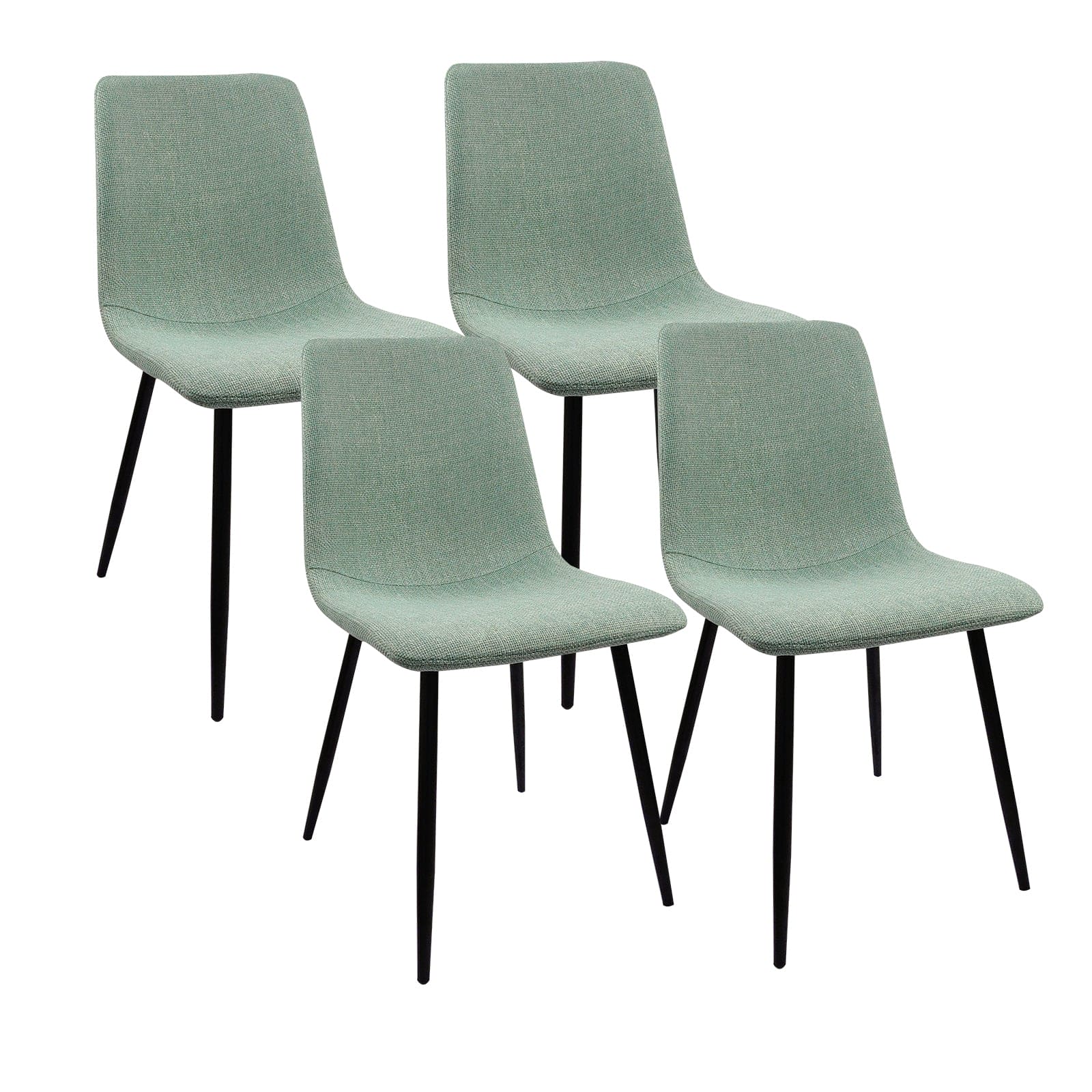 Dining Chairs Set of 4,Modern Kitchen Dining Room Chairs,Upholstered Dining Accent Chairs in linen Cushion Seat and Sturdy Black Metal Legs(Light Green)