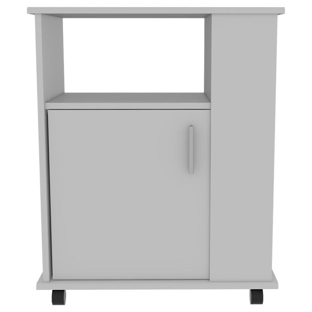 DEPOT E-SHOP Munich Lower Microwave Pantry Single Door Cabinet, Three Lateral Shelves, Two Interior Shelves, White