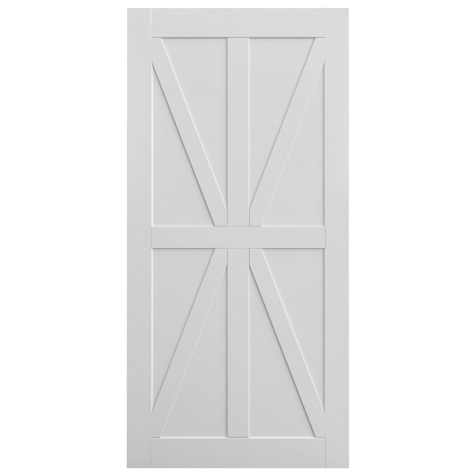 CRAZY ELF 32" x 80" Star Style Wood Primed Standard Barn Door Slab, DIY Unfinished Solid Wood Paneled Door, Interior Single Door Slab, Pre-Drilled Ready to Assemble