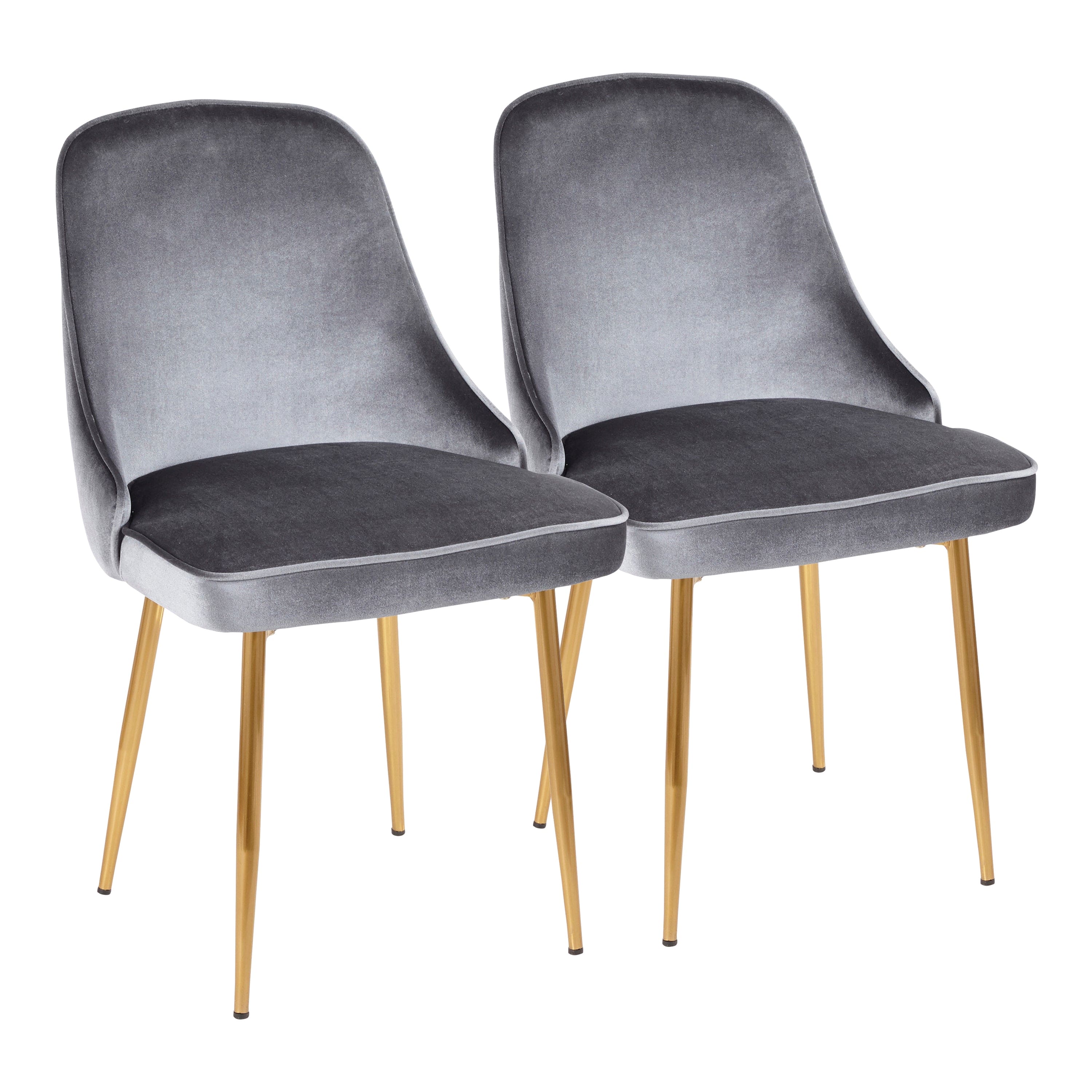 Marcel Contemporary Dining Chair with Gold Frame and Blue Velvet Fabric by LumiSource - Set of 2