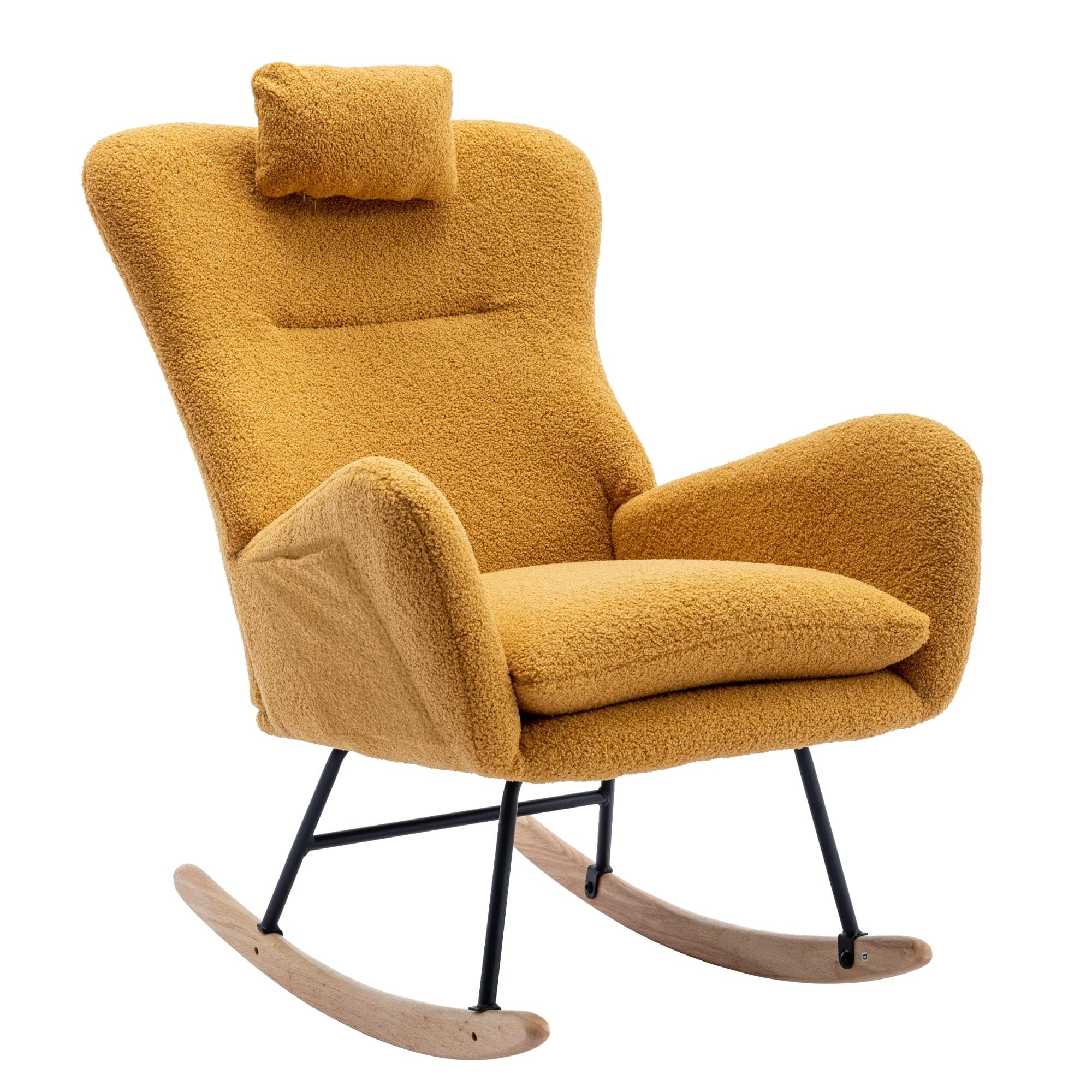 35.5 inch Rocking Chair with Pocket, (TURMERIC)