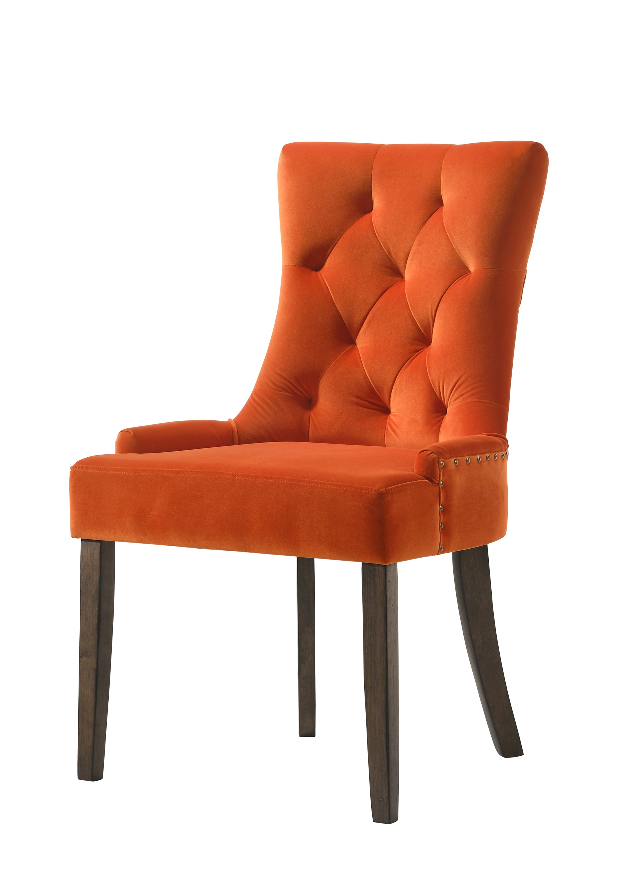 ACME Farren Side Chair, Orange Velvet & Espresso Finish 77164