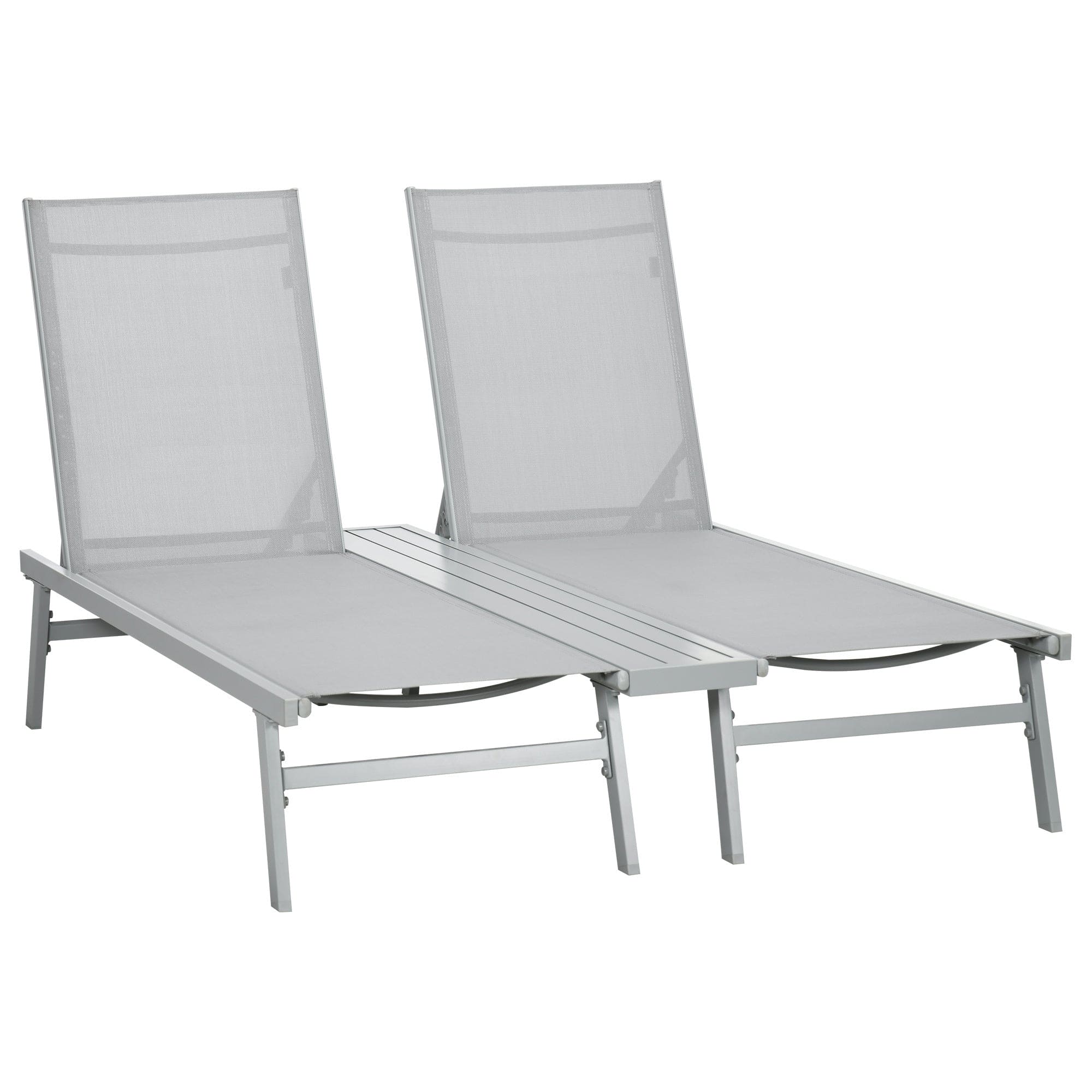 Chaise Lounge Pool Chairs Set of 2 Light Gray