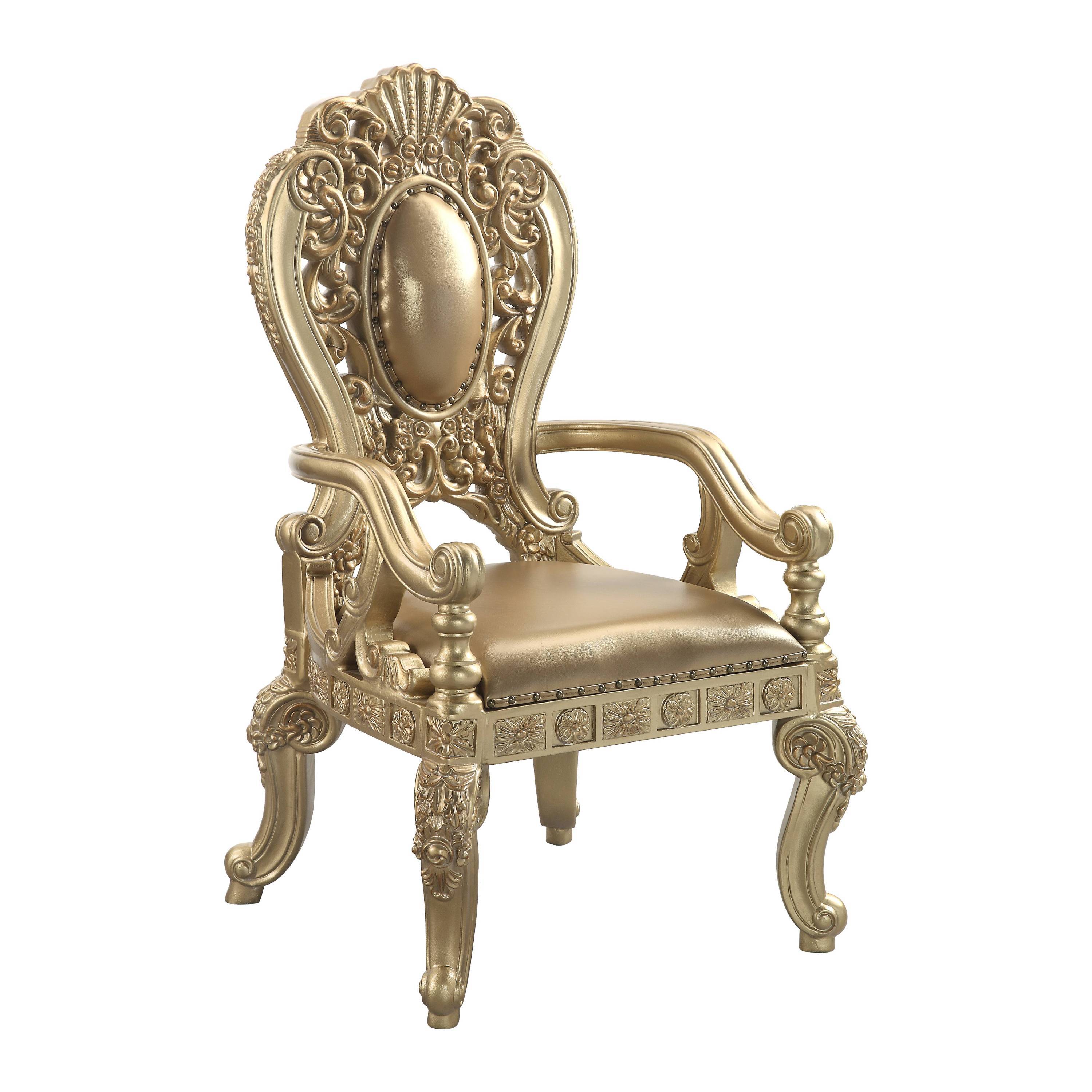 ACME Seville Arm Chair (1Pc/1Ctn), Tan PU & Gold Finish DN00459