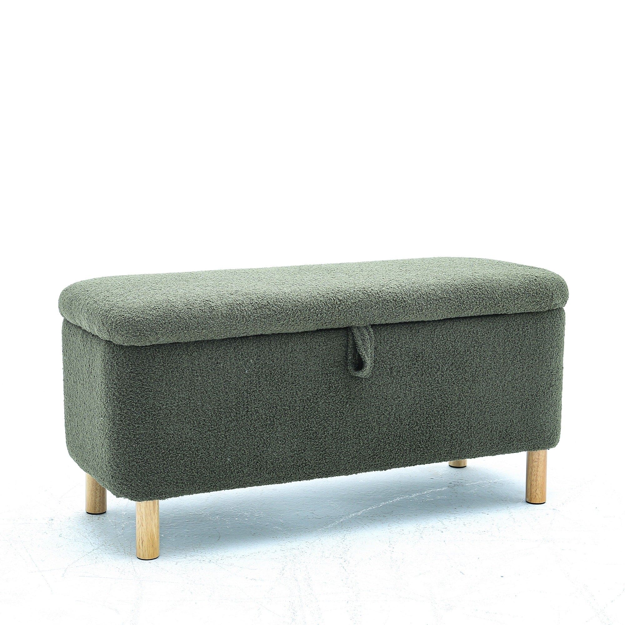 Basics Upholstered Storage Ottoman and Entryway Bench GREEN