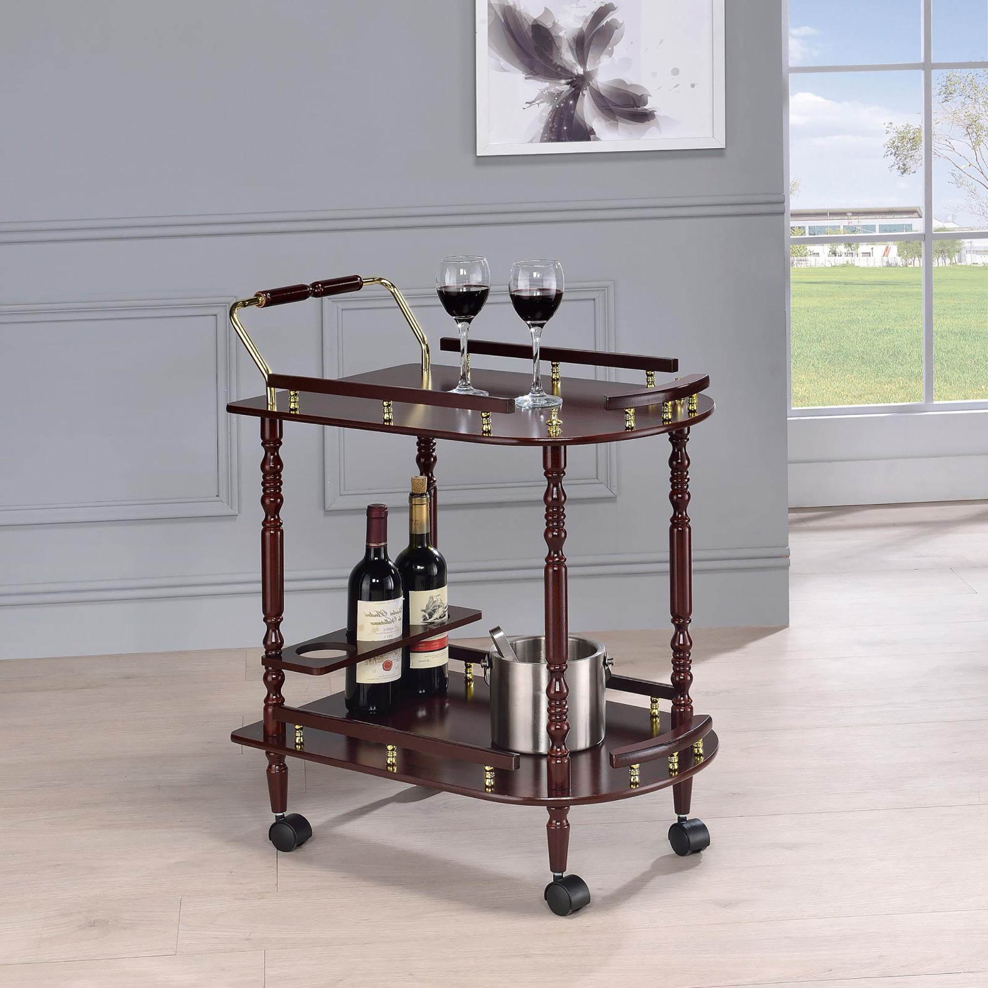 Costillo Merlot and Brass 2-shelf Serving Cart