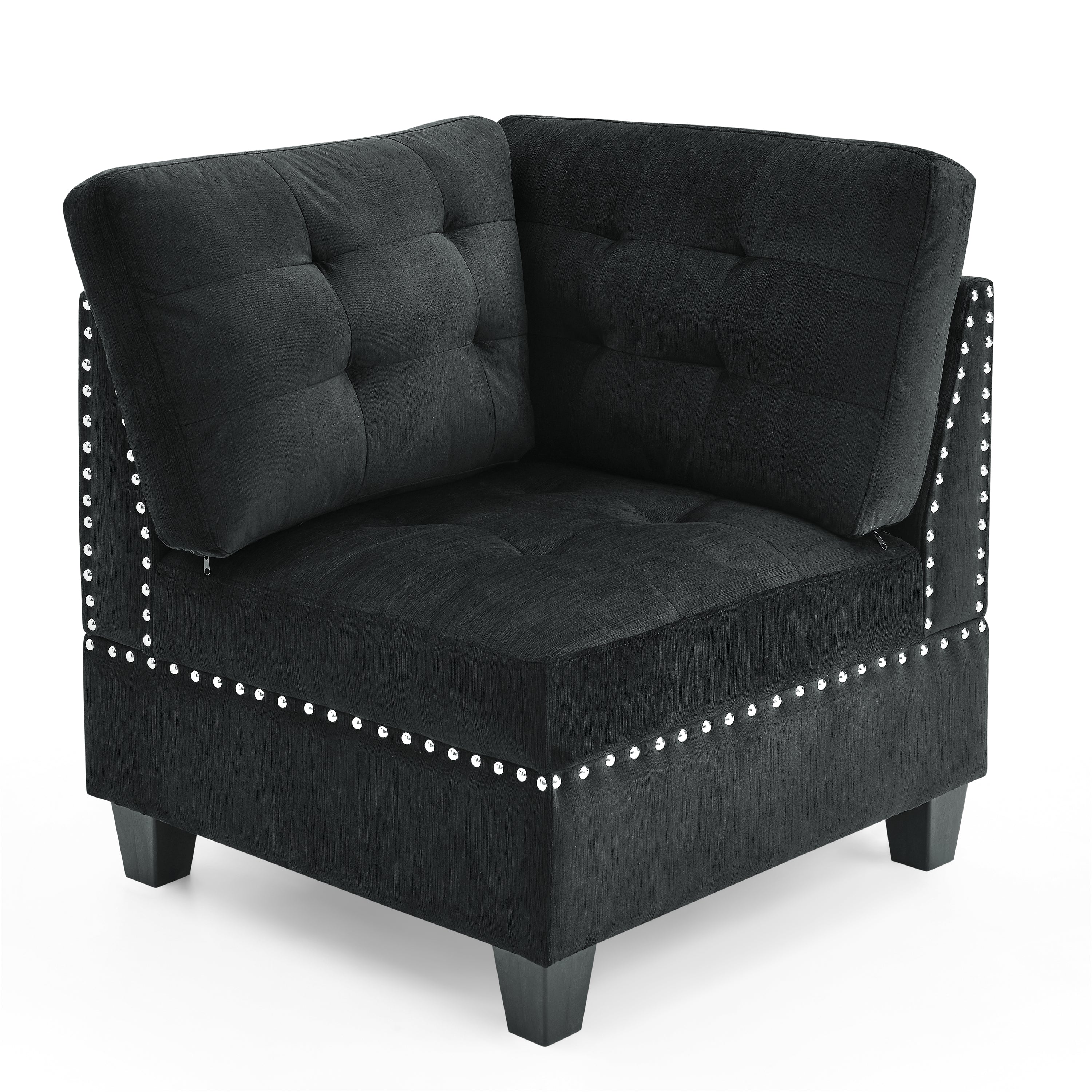 Corner Sofa for Modular Sectional,Black Velvet (31.5"x31.5"x36.5")