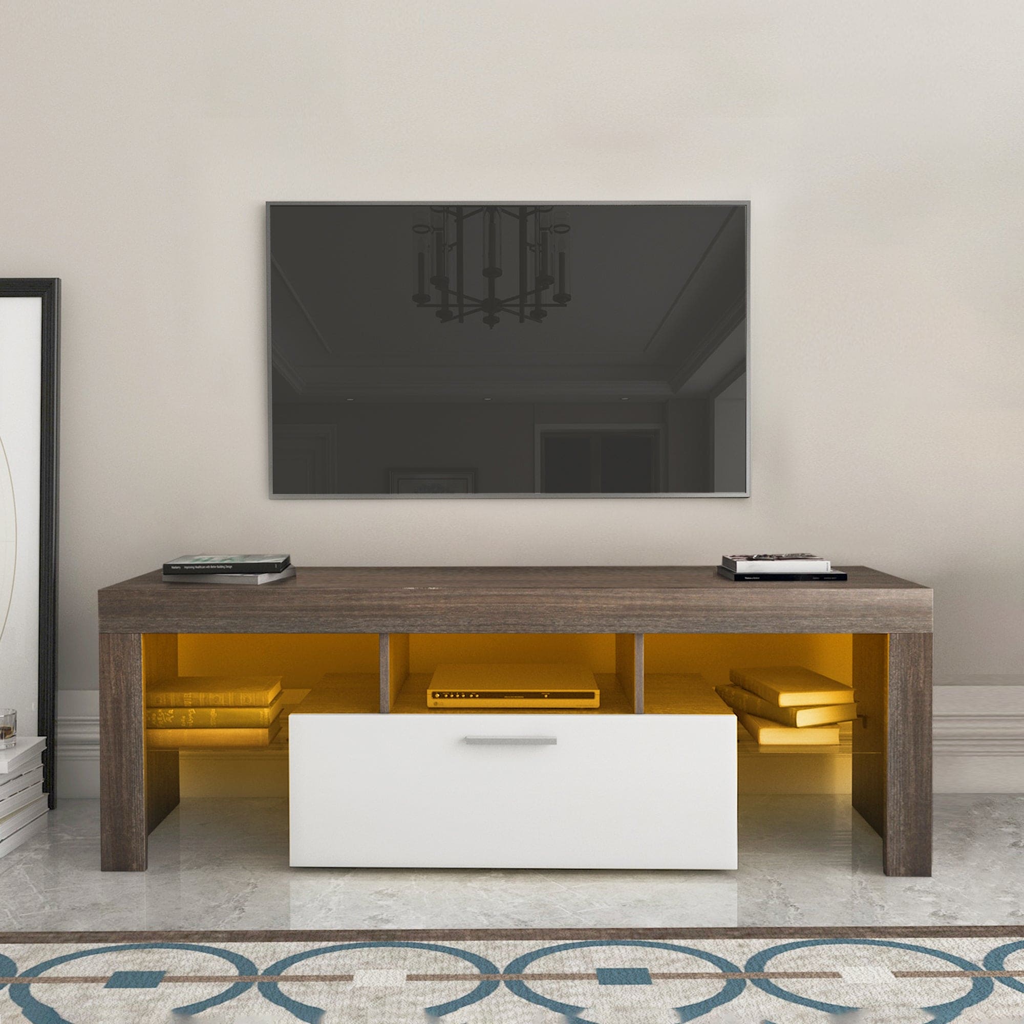 Modern TV stand  Brown + white TV bracket