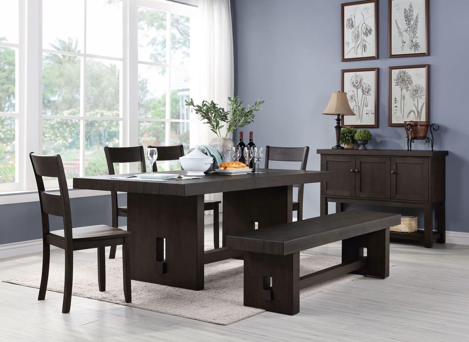 ACME Haddie Dining Table, Distressed Walnut (1Set/2Ctn) 72210