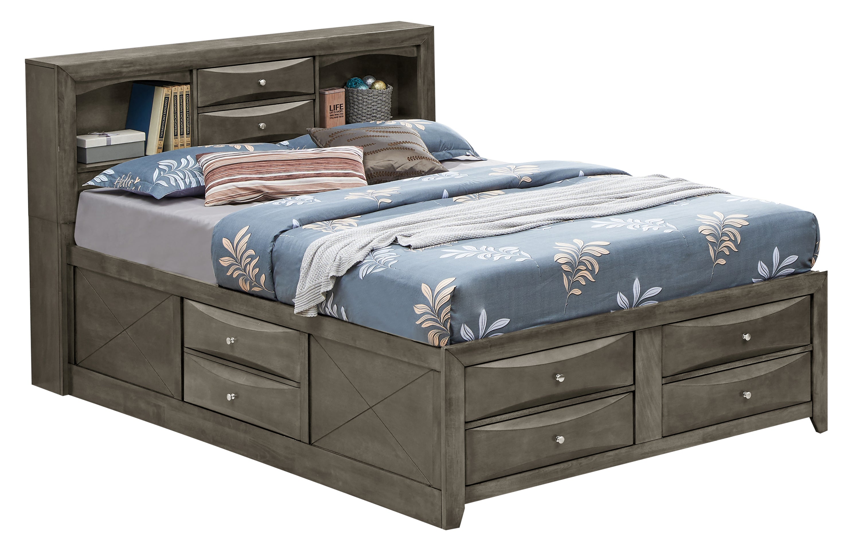 Glory Furniture Marilla G1505G-QSB3 Queen Storage Bed , Gray