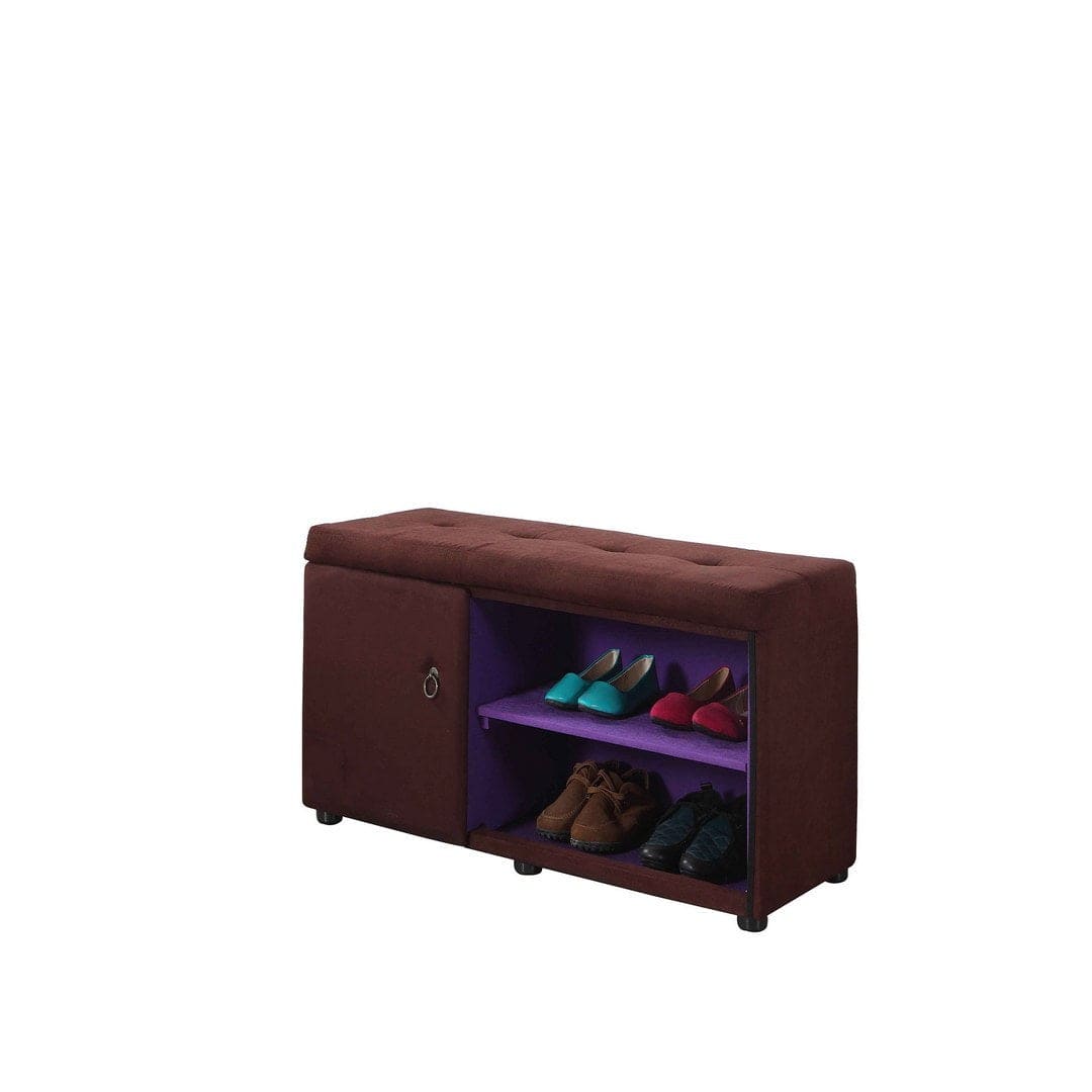 18" Tall Storage Ottoman with Shoe Compartment, Brown