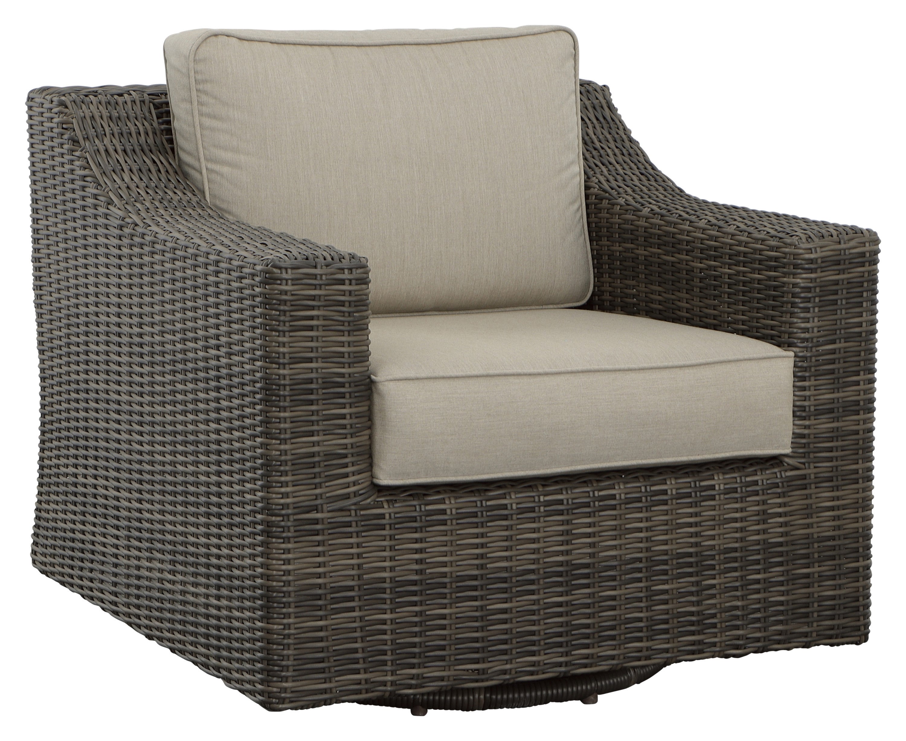 Classic Swivel Chair Outdoor - Half-Round Resin Wicker, 360° Swivel, Cushioned